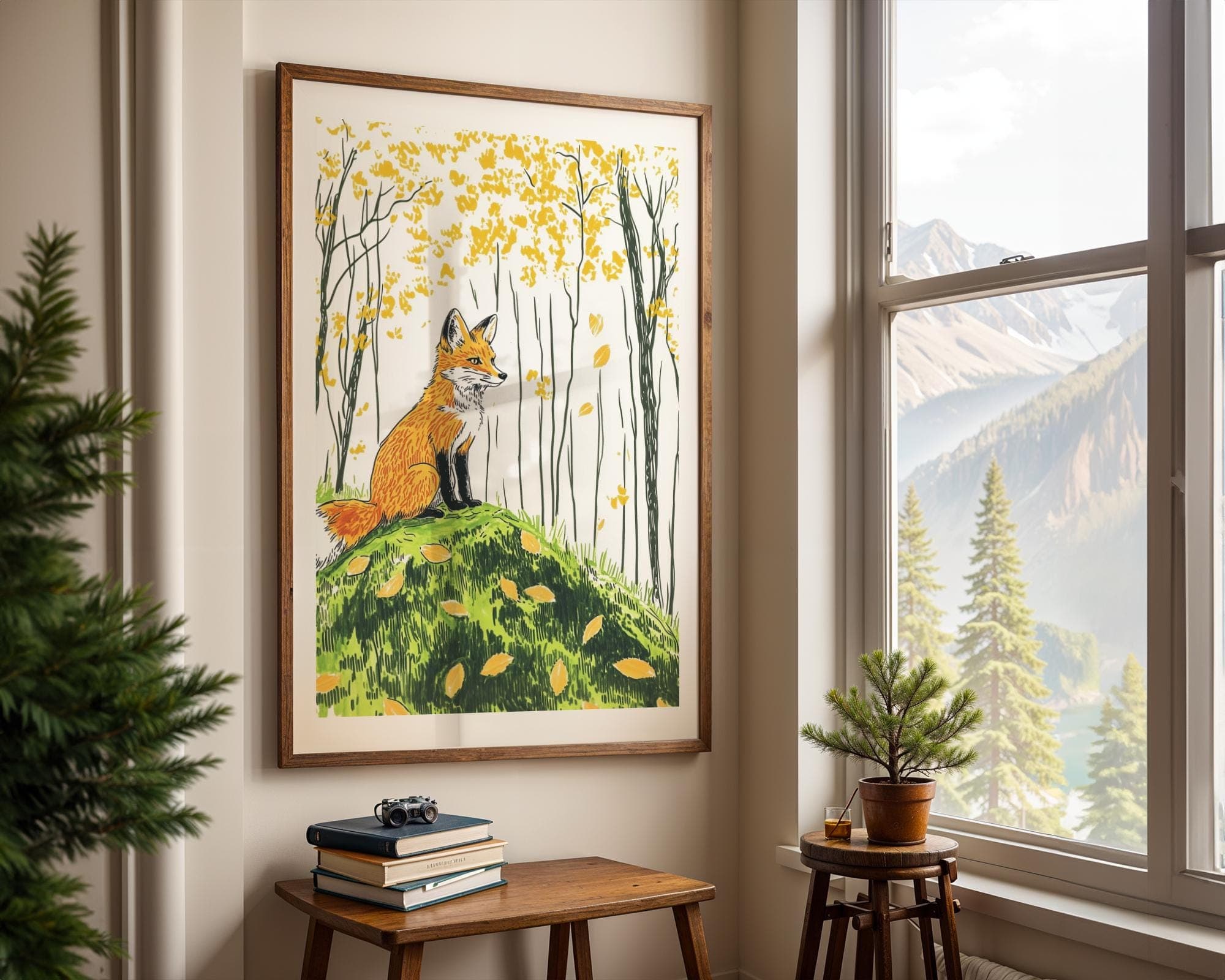 Fox Forest Wall Art, Whimsical Fox Print, Minimalist Woodland Wall Print, Orange Fox Wall Art, Whimsical Animal Wall Poster, Printable Fox - view 4