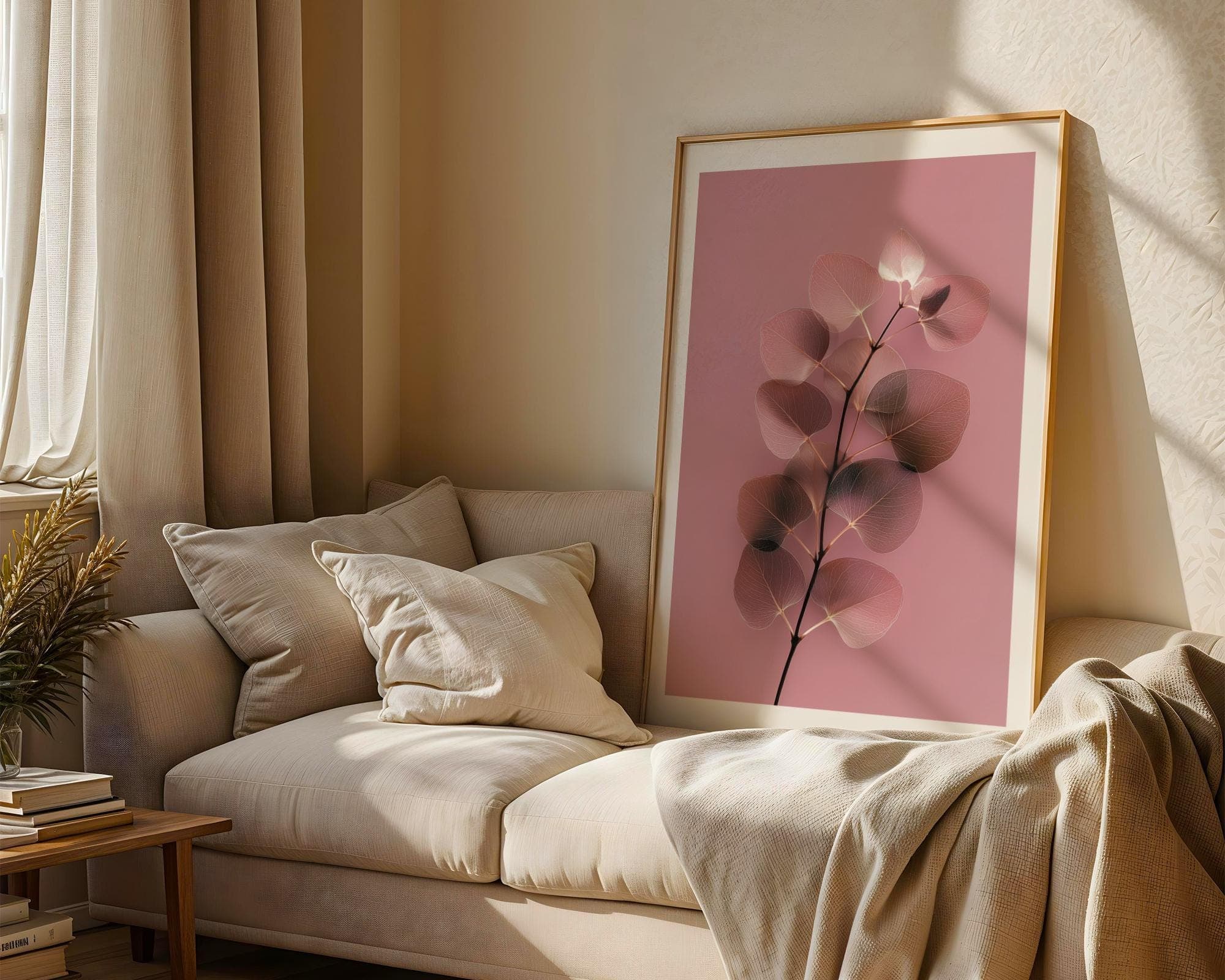 Soft Pink X-Ray Leaf Botanical Wall Art Print, Minimal Botanical Print, Soft Modern Nature Wall Art, Soft Pink Minimal Decor Poster - view 6