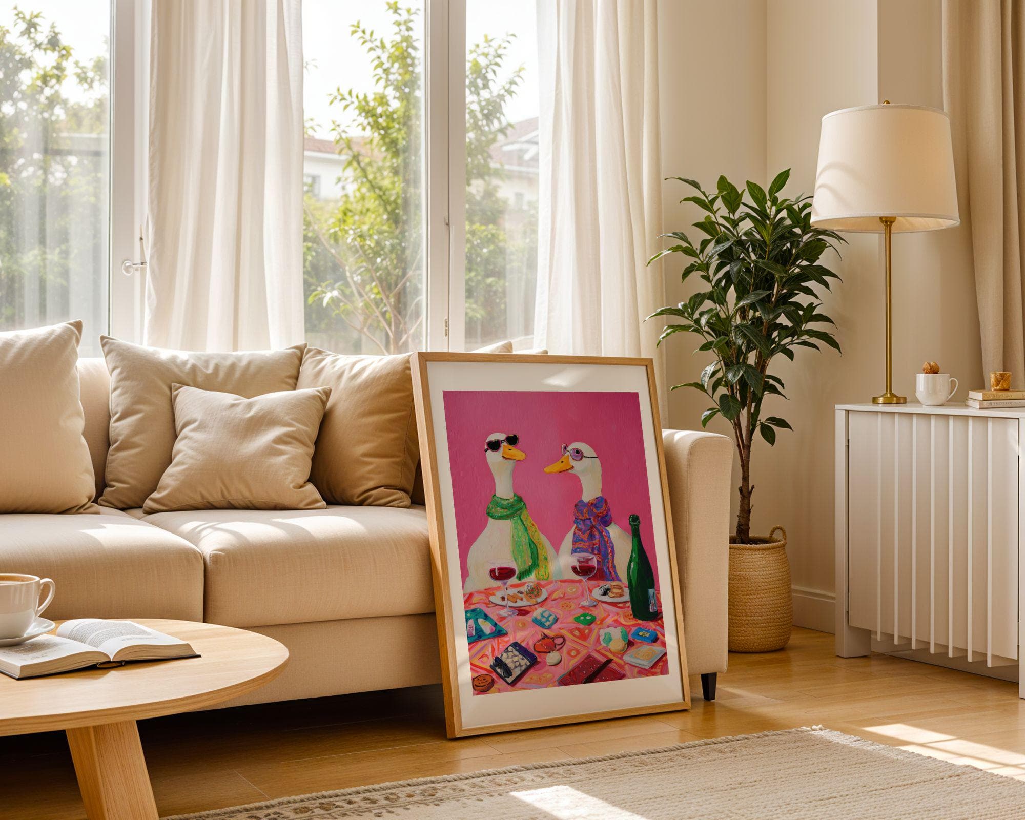 Funny Duck Wall Art, Whimsical Animal Art, Quirky Wall Decor, Eclectic Home Decor, Wine Lover Wall Art, Silly Goose Wall Print, Goose Art - view 6