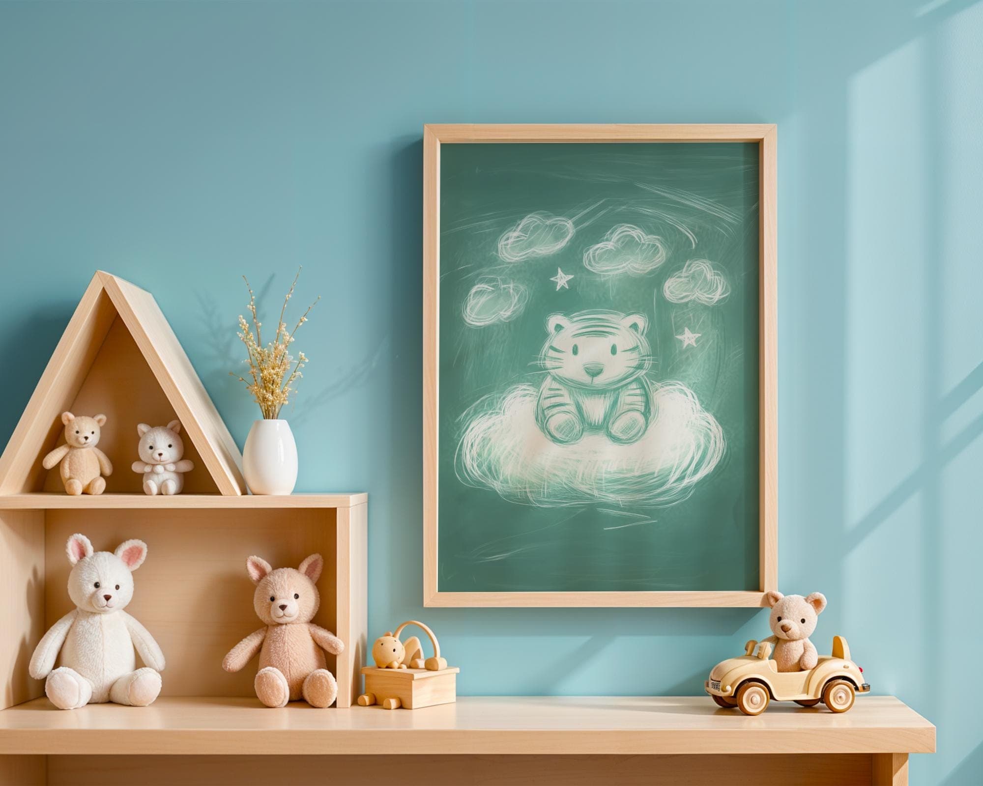 Chalkboard Tiger Nursery Wall Art, Baby Tiger Wall Art, Cute Baby Room Decor, Tiger Kids Room Poster, Printable Baby Tiger Art, UNFRAMED - view 7