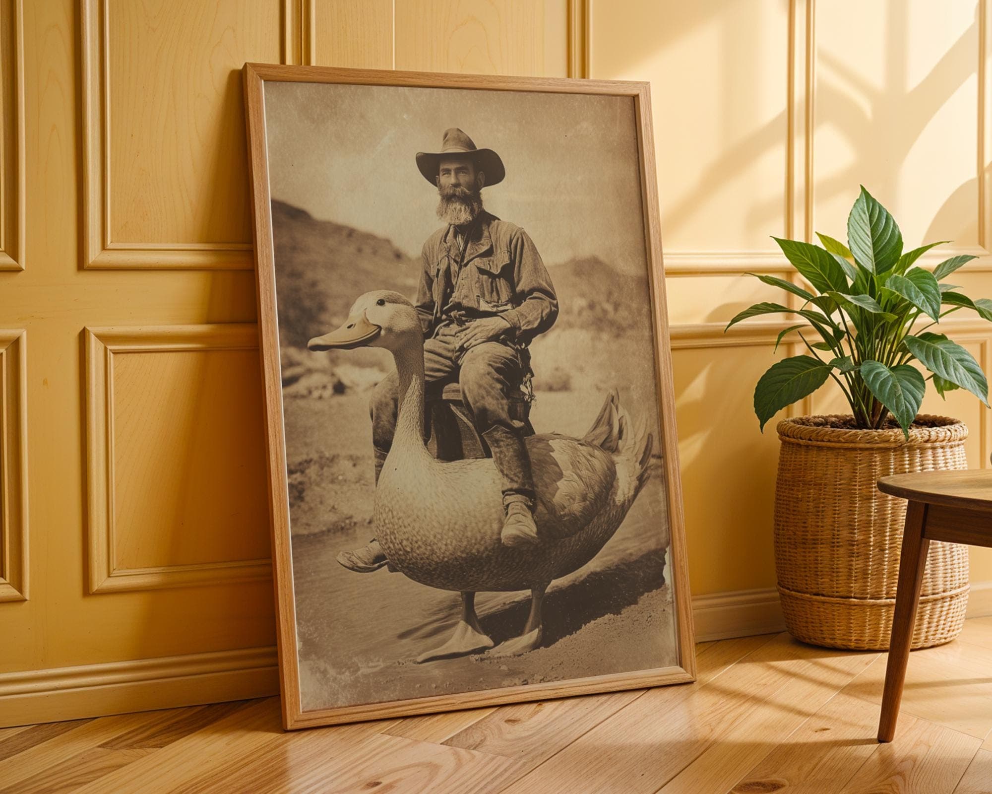 Rustic Duck Rider Print – Western Fantasy Wall Art, Whimsical Rustic Wall Art, Funny Duck Print, Digital Download, Quirky Western Wall Art - view 6
