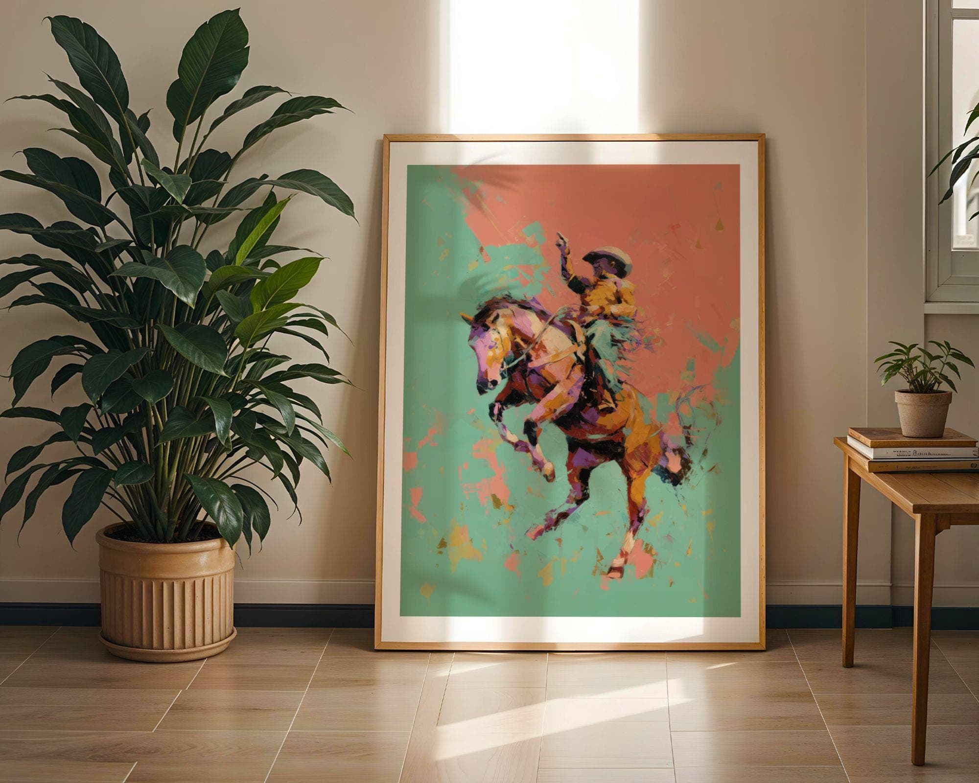 Rodeo Cowboy Wall Art, Colorful Horse Rider Western Print, Pop Art Cowboy Poster, Bucking Bronco Cowboy, Retro Pop Western, Cowboy Decor - view 5