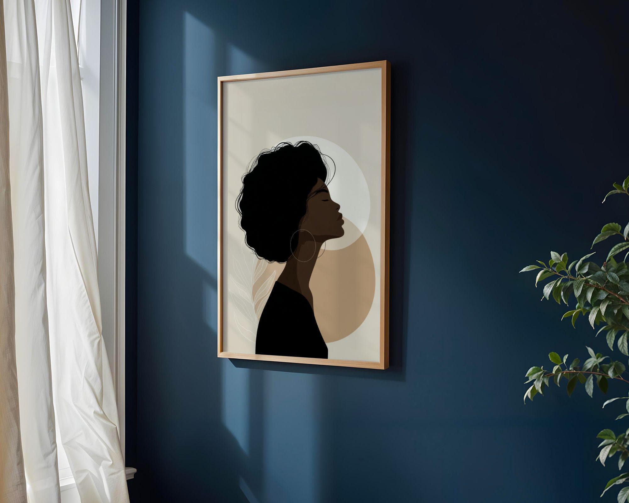 African Girl Printable Wall Art, Black Woman Print, Boho Woman Art, African American Woman Face Art, Black Female Silhouette, Gallery Decor - view 4