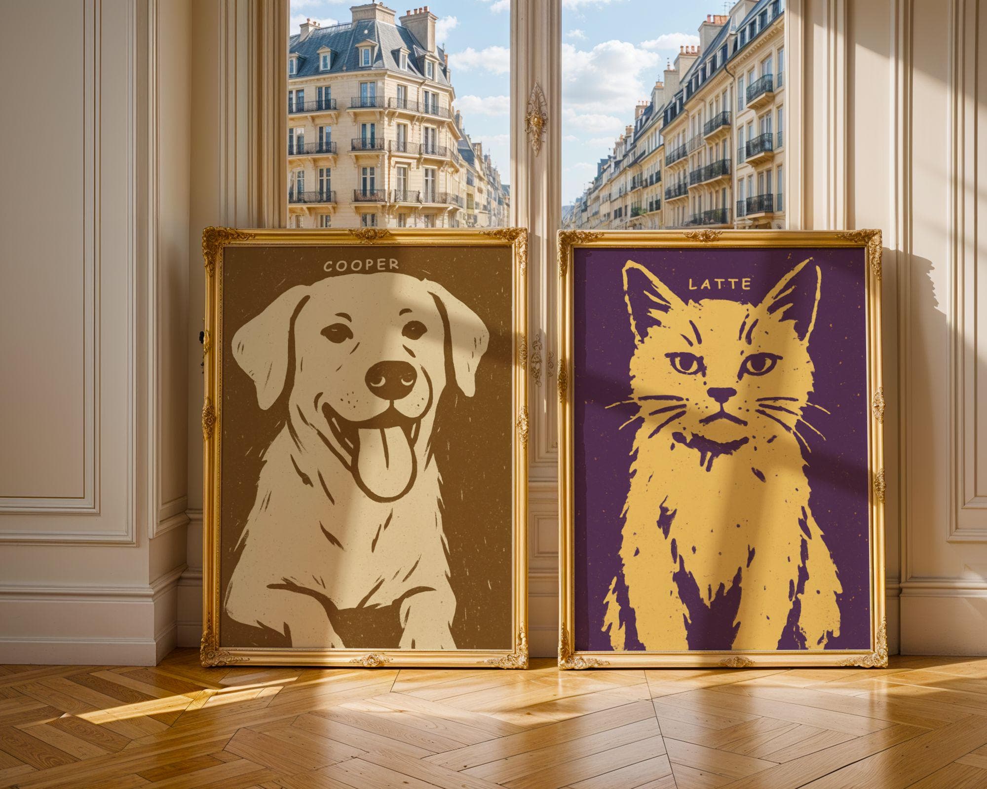 Modern Custom Dog Portrait, Cute Hand Draw Pet Portrait, Colorful Digital Badly Drawn Dog, Trendy Pet Poster for Emotional Dog Mom Gift - view 3