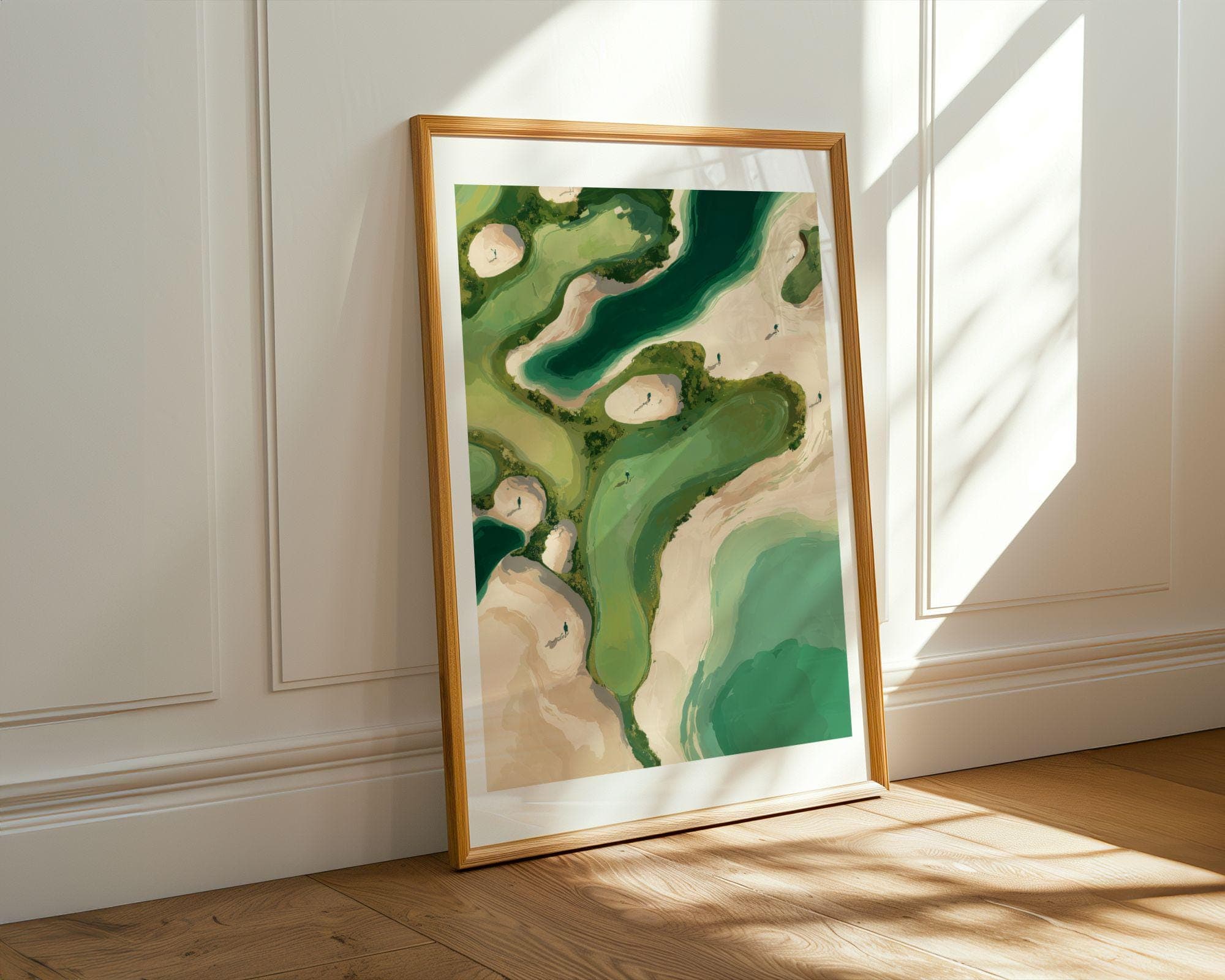 Aerial Coastal Golf Print, Green Golf Course Poster – Impressionist Nature Art, Aerial Golf Wall Print, Abstract Digital Art, Golf Lover art - view 3