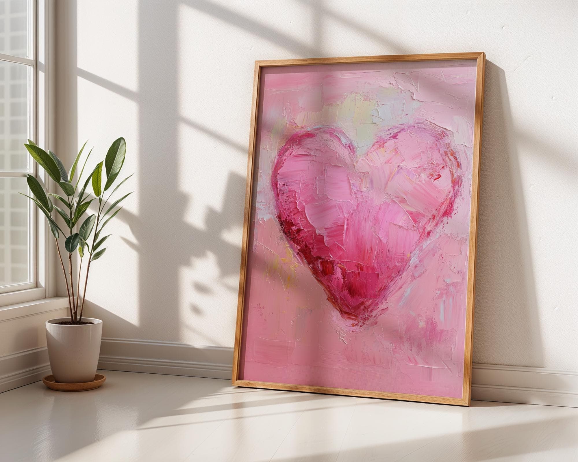 Valentines Day Red Pink Heart Print Valentines Wall Art Vintage Valentines Day Decor Romantic Wall Art Valentines Day Gift For Her Art - view 7