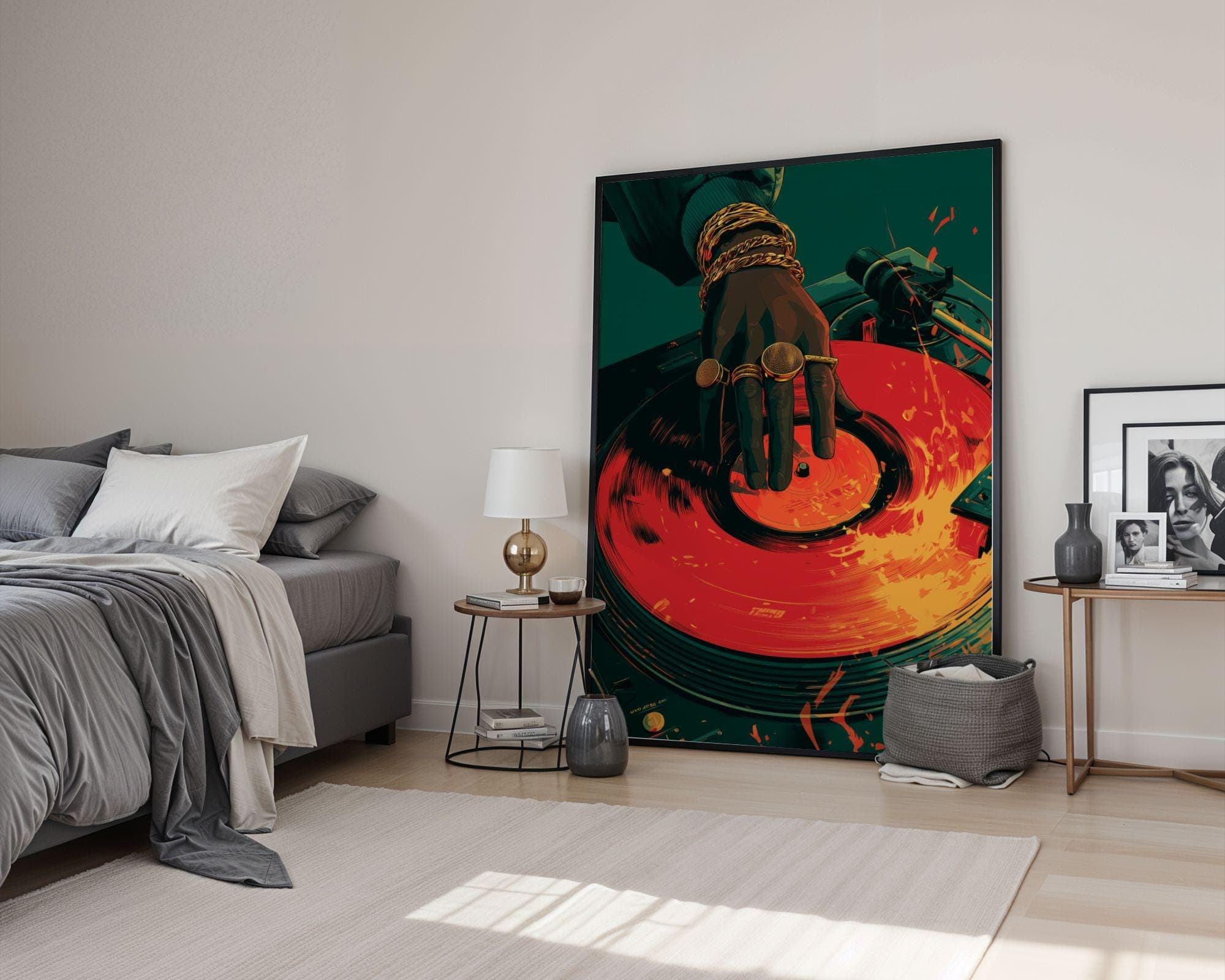 Vinyl Record Music Wall Art, Black Man DJ Art Painting, Turntable Poster Printable, Hip Hop Music Decor, Music Lover Wall Art, Dj Print - view 8