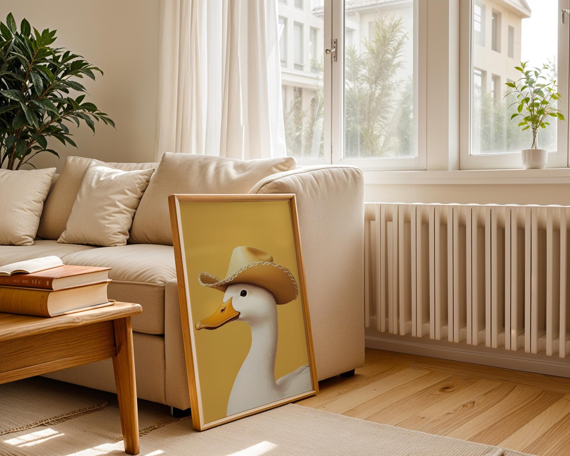 Silly Cowboy Goose Print, Yellow Western Nursery Printable Art, Neutral Southeastern Boy Room Animal Wall art, Cowboy hat, Digital Download - view 4