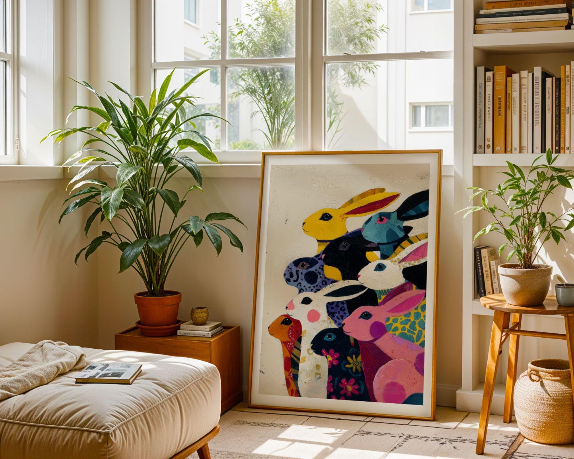 Colorful Bunny Wall Art, Whimsical Rabbit Print, Eclectic Maximalist Home Decor, Pop Art Rabbit Print, Color Pop Nursery & Kids Room Art - view 7
