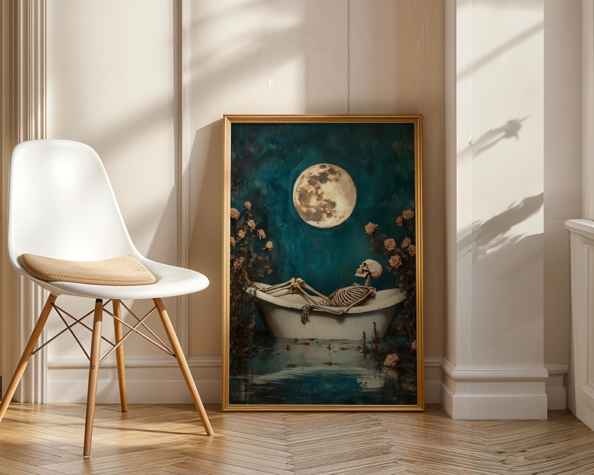 Skeleton Bathtub Art Print: Gothic Bathroom Decor (Digital Download - view 3