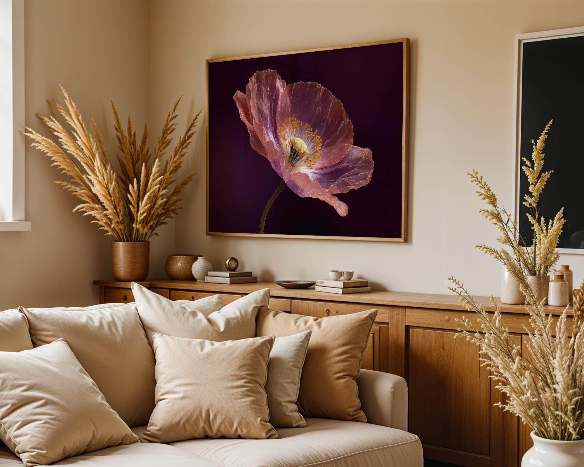 Purple Poppy Wall Art Print: Moody Floral Home Decor (Digital Download) - view 4
