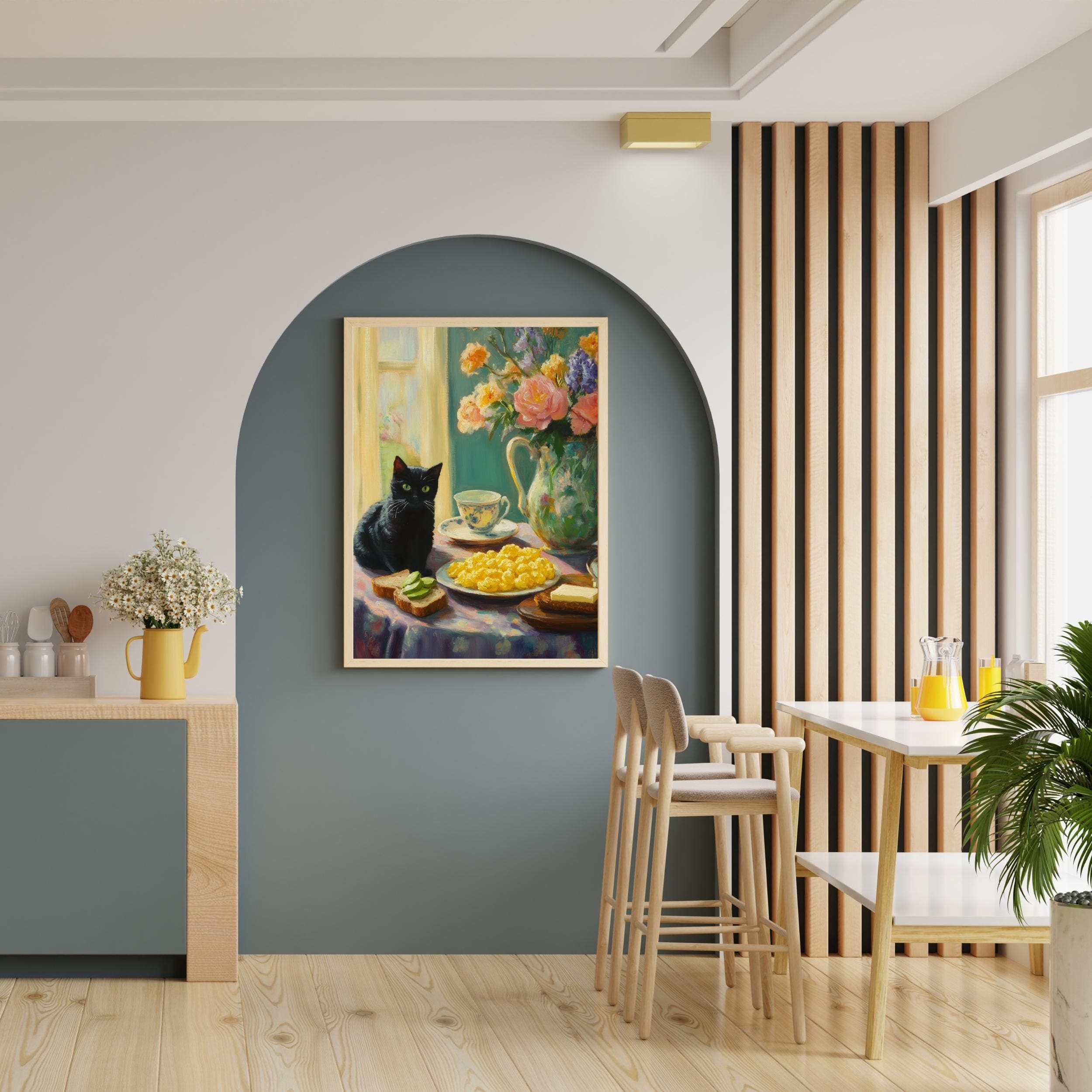 Vintage Kitchen Art, Black Cat Oil Painting, Maximalist Kitchen Decor, Quirky Black Cat Art, Digital Printable Arts, Kitchen Black Cat Decor - view 6