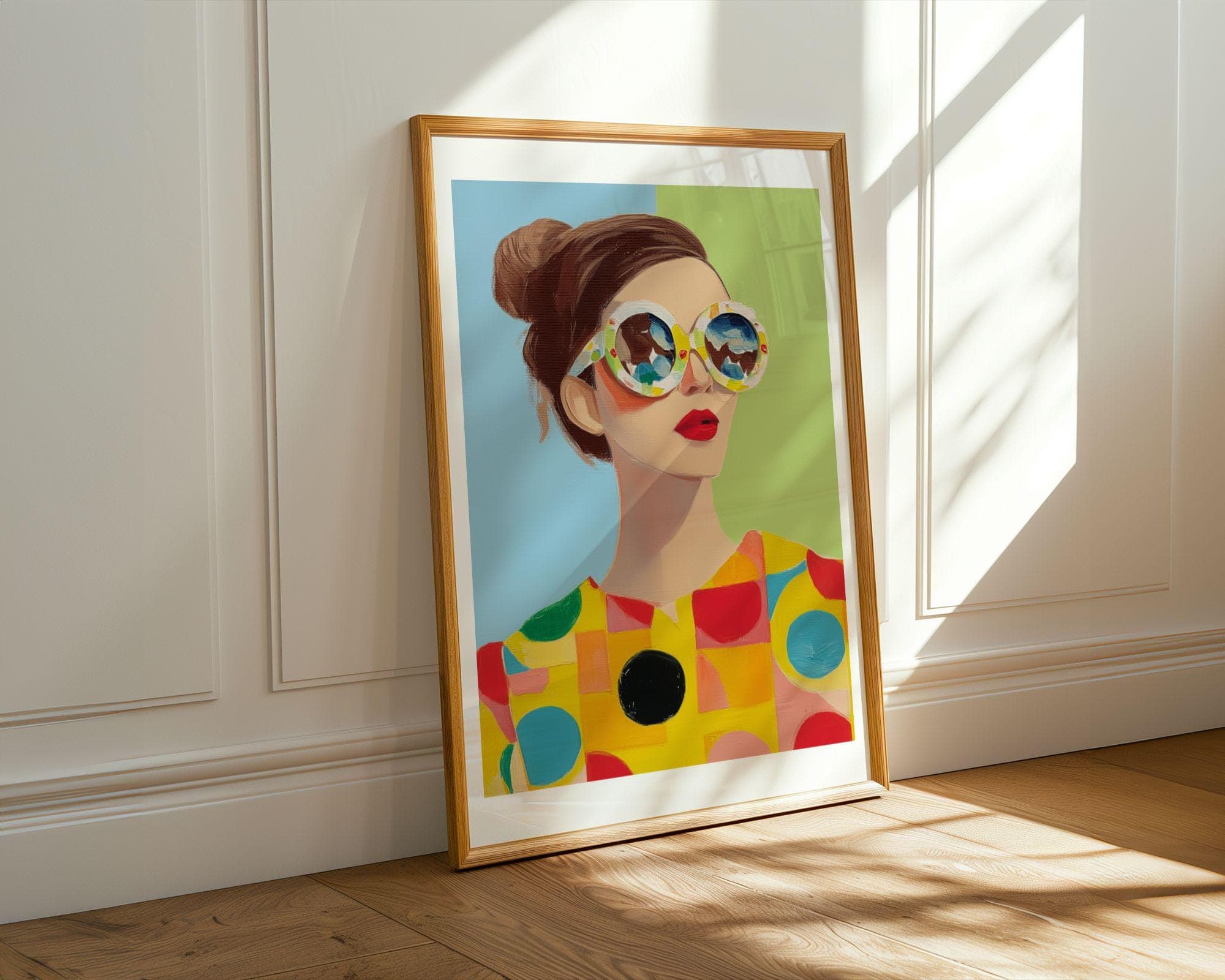 Colorful Retro Woman Wall Art Print ā Pop Art Fashion Art, Retro Pop Art, Retro Chic Girl Poster, Feminine Wall Decor, Girly Wal Print - view 3