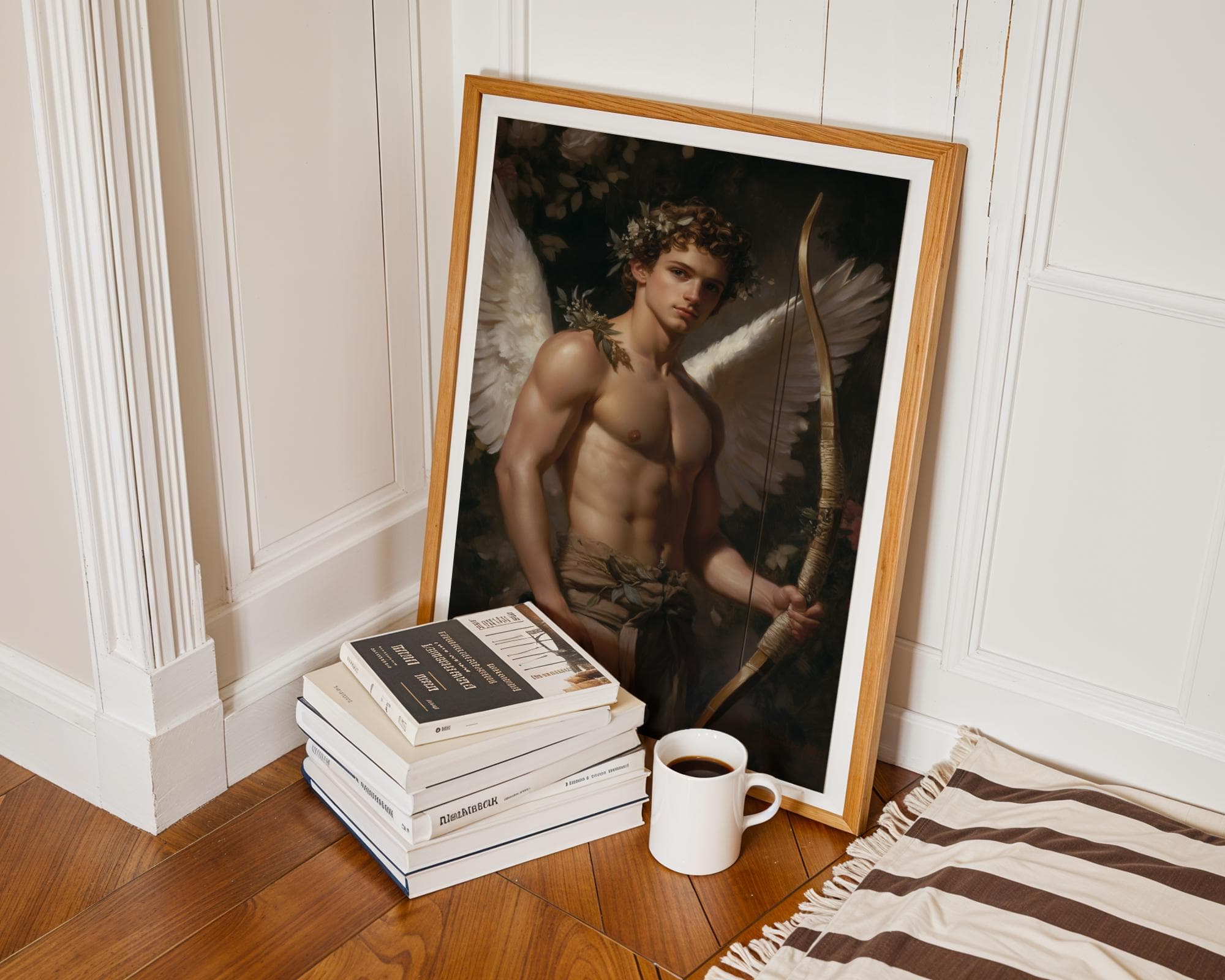 Victorian Angel Wall Decor, Classical Cupid Digital Artwork, Classical Angel Wall Art, Angelic Wall Decor Print, Victorian Digital Painting - view 7