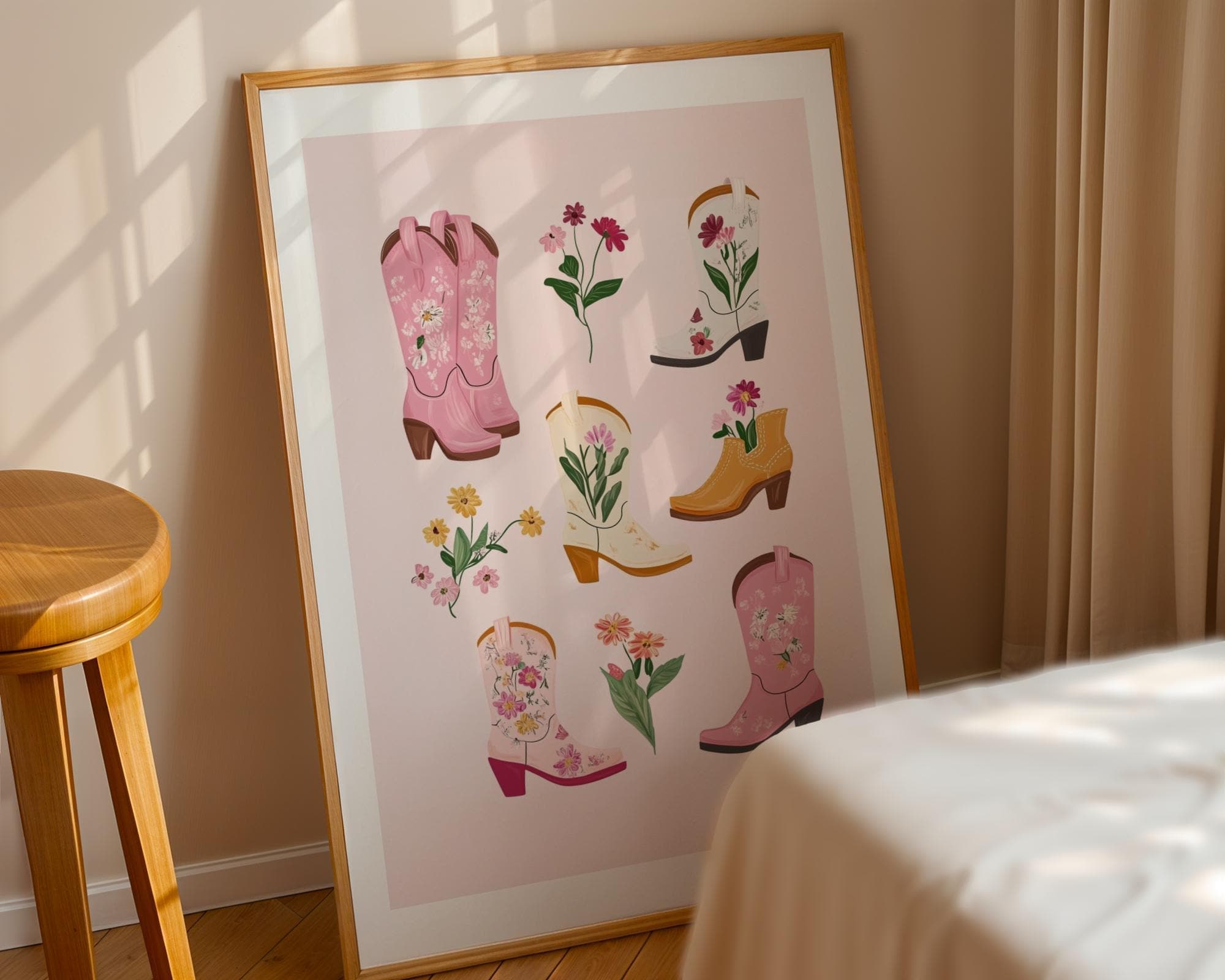 Floral Cowboy Boots Print, Girly Western Wall Decor (Digital Download) - view 5