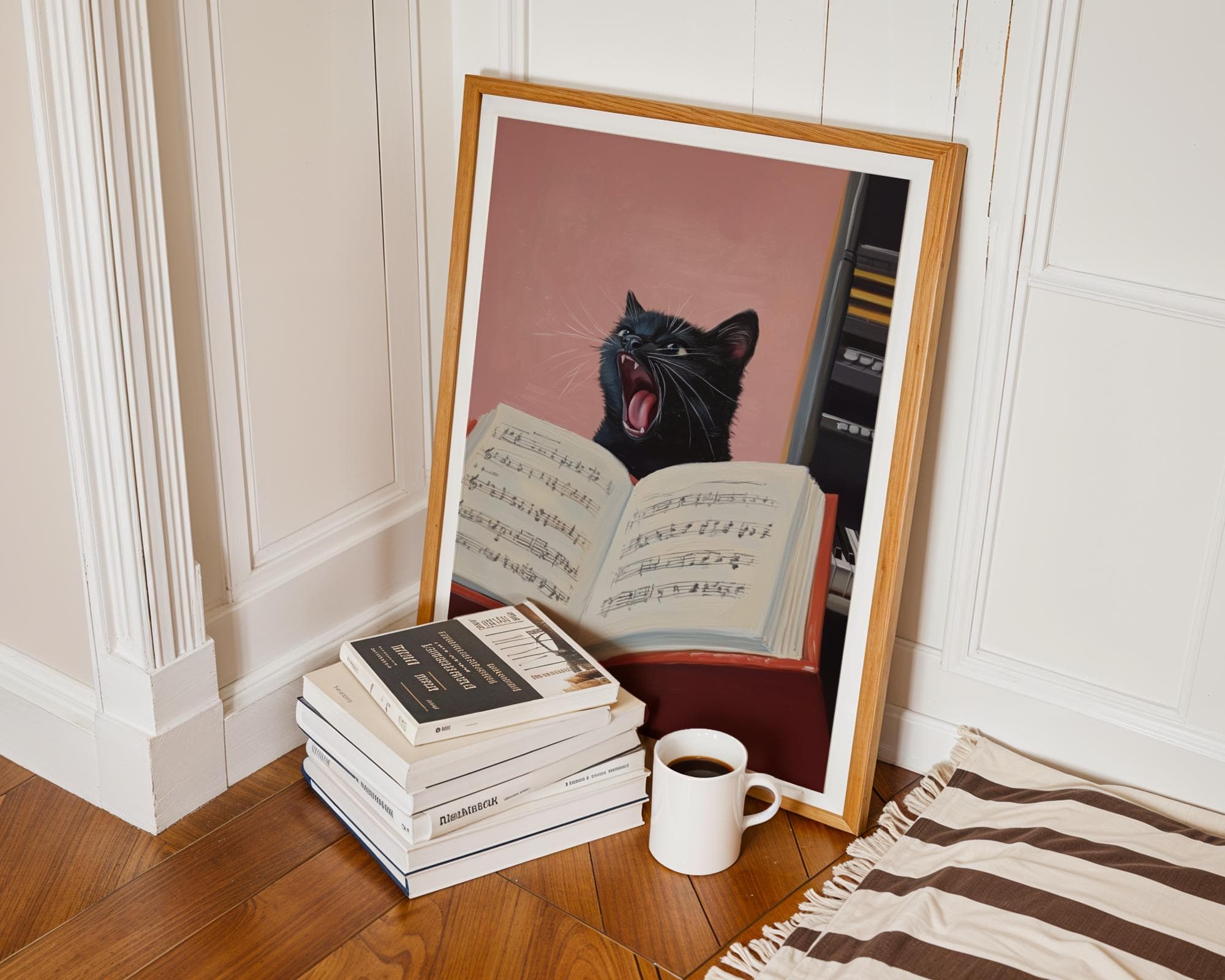Singing Black Cat Art, Funny Music Wall Decor, Cat Lover Gift, Music Wall Art, Music Lover Poster, Digital Download, Quirky Home Decor - view 6