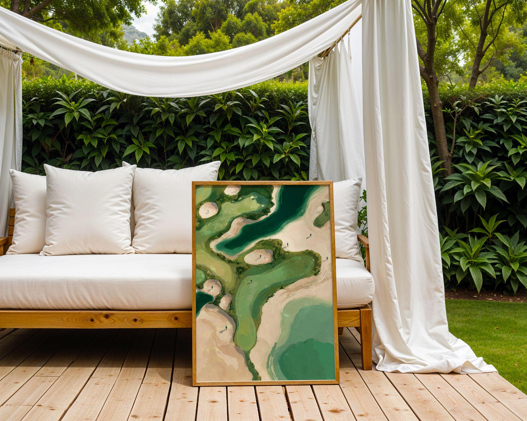 Aerial Coastal Golf Print, Green Golf Course Poster – Impressionist Nature Art, Aerial Golf Wall Print, Abstract Digital Art, Golf Lover art - view 6