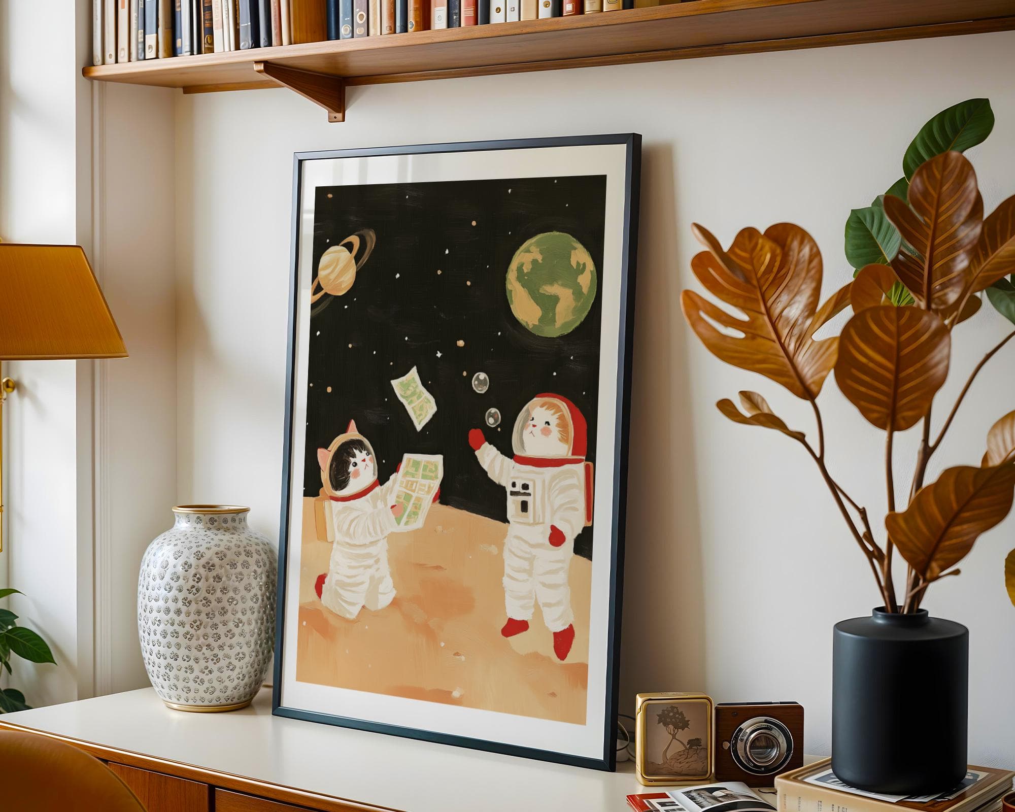Astronaut Cat Art Print, Kids Room Cosmic Wall Decor (Digital Download) - view 4