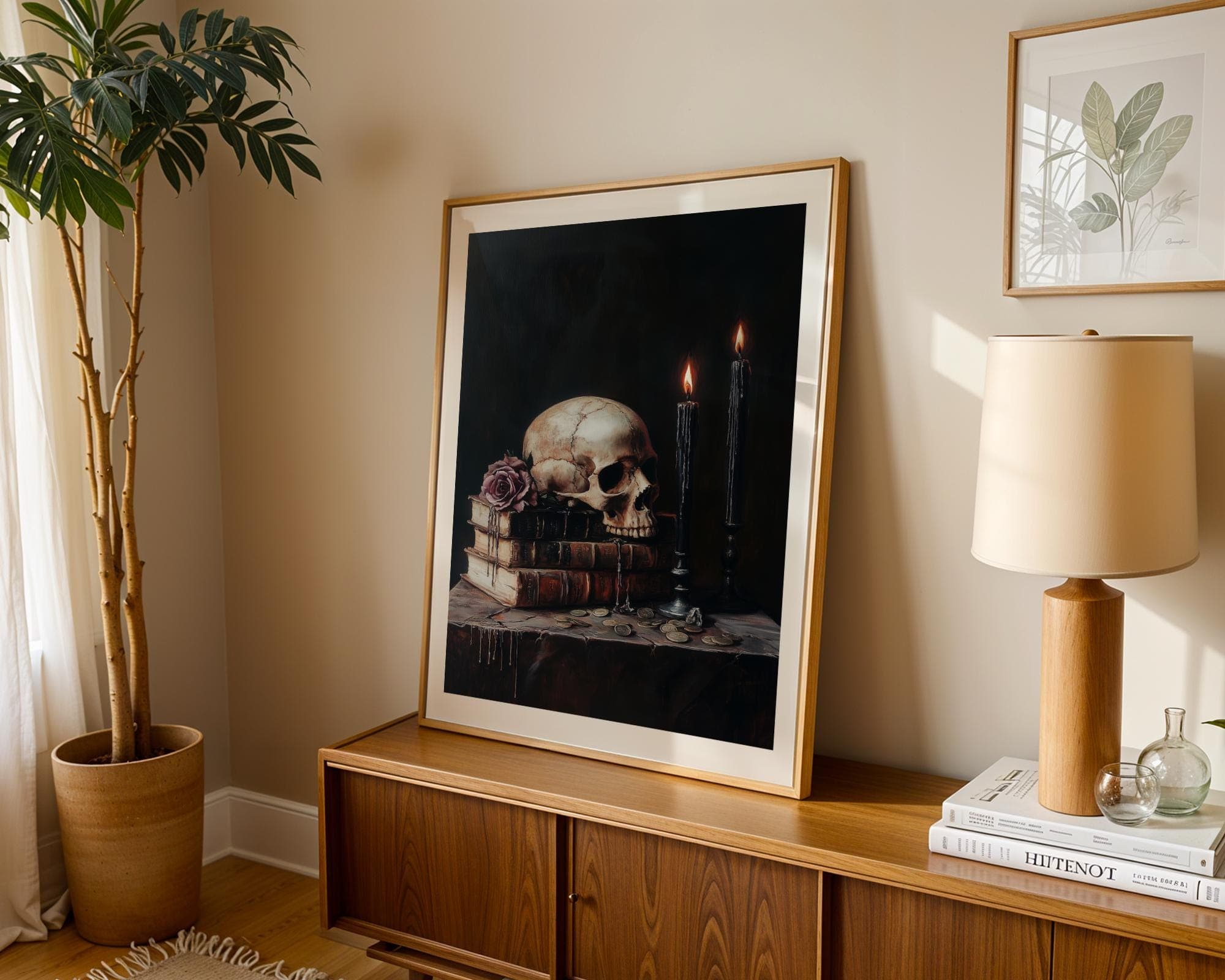 Dark Academia Skull Print, Witchcore Rose Painting (Digital Download) - view 5