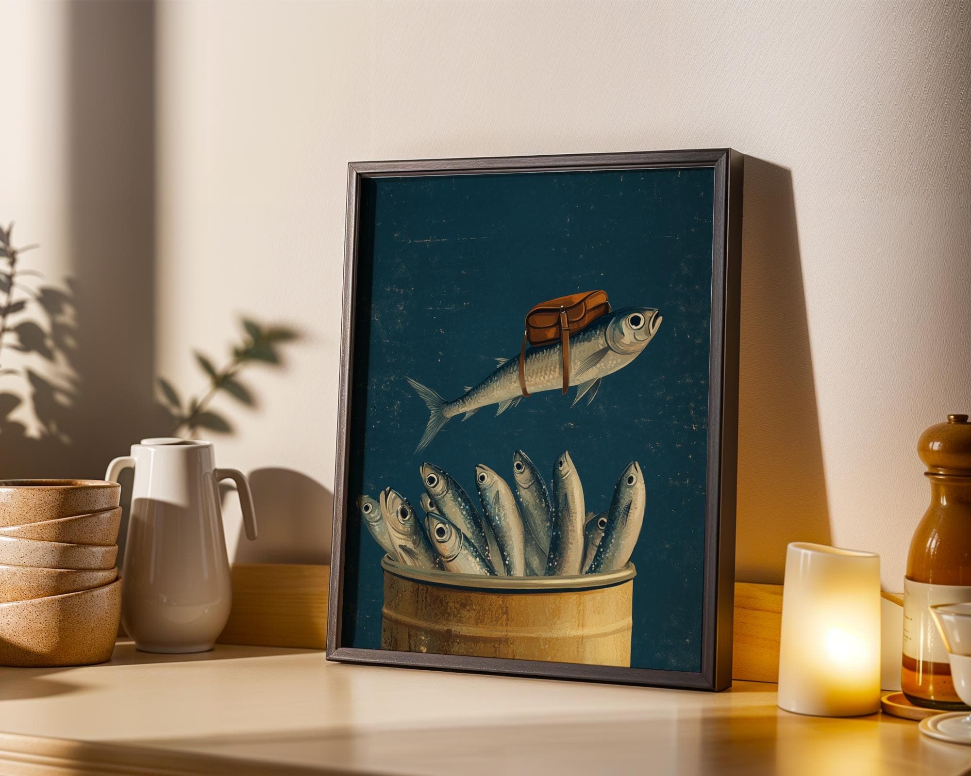 Retro Sardine Tin Wall Art, Quirky Bathroom Wall Art, Tinned Sardines Poster, Sardine Tin Poster, Humorous Sardine Wall Art, Quirky Bathroom - view 5