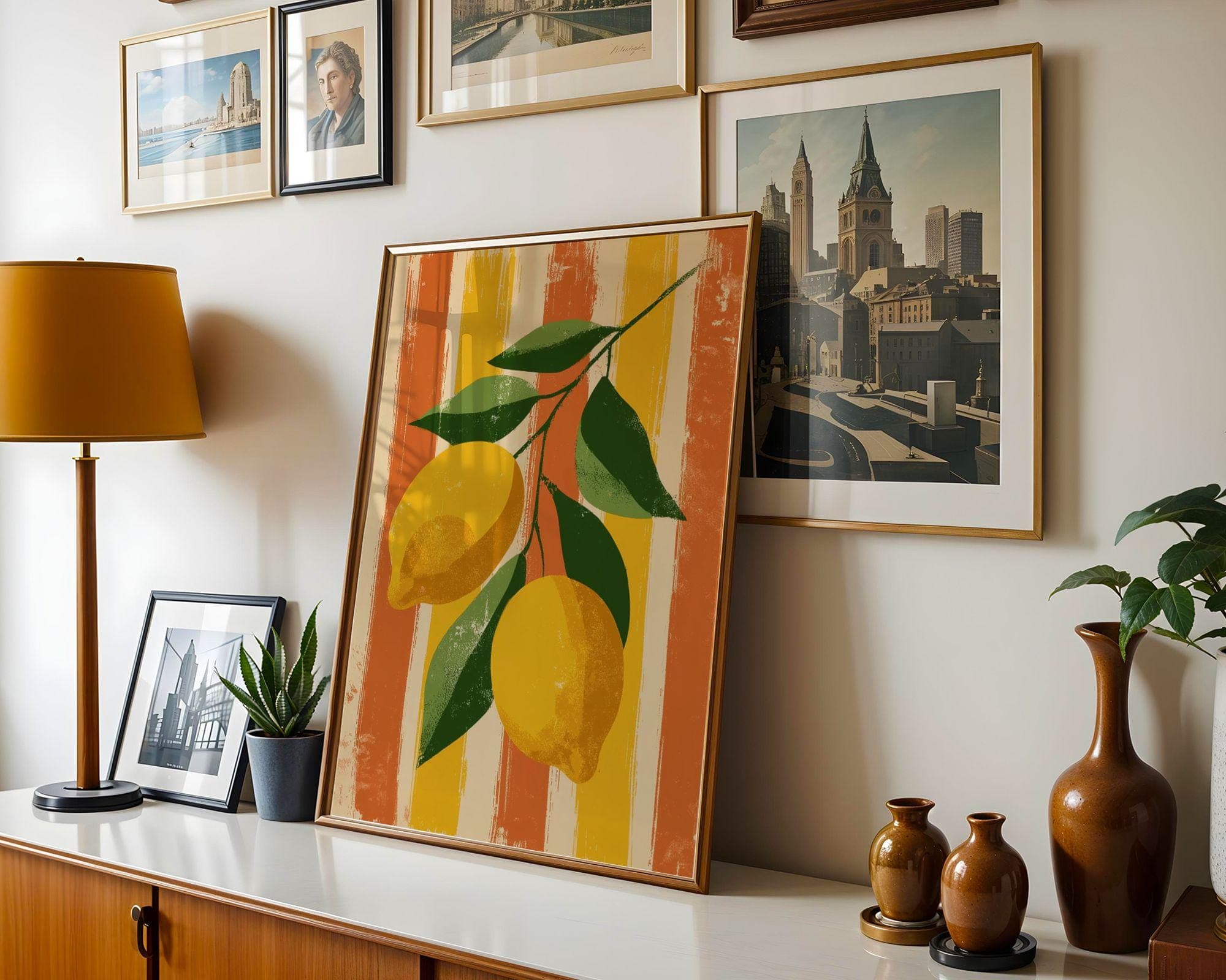Retro Lemon Wall Art – Vintage Fruit Kitchen Print, Mediterranean Citrus Kitchen Wall Decor, Vintage Fruit Art, Rustic Kitchen Decor - view 2