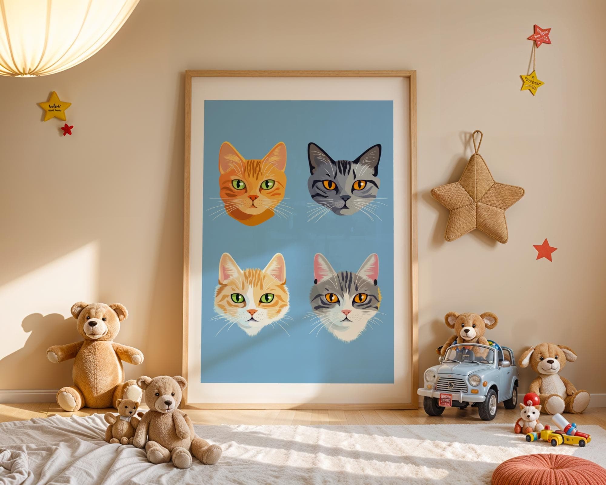 Pop Art Cat Portraits, Cute Cat Faces Wall Print, Unique Cat Wall Art, Pop Art Animal Art, Quirky Cat Decor, Printable Pop Art, Nurserywall - view 2
