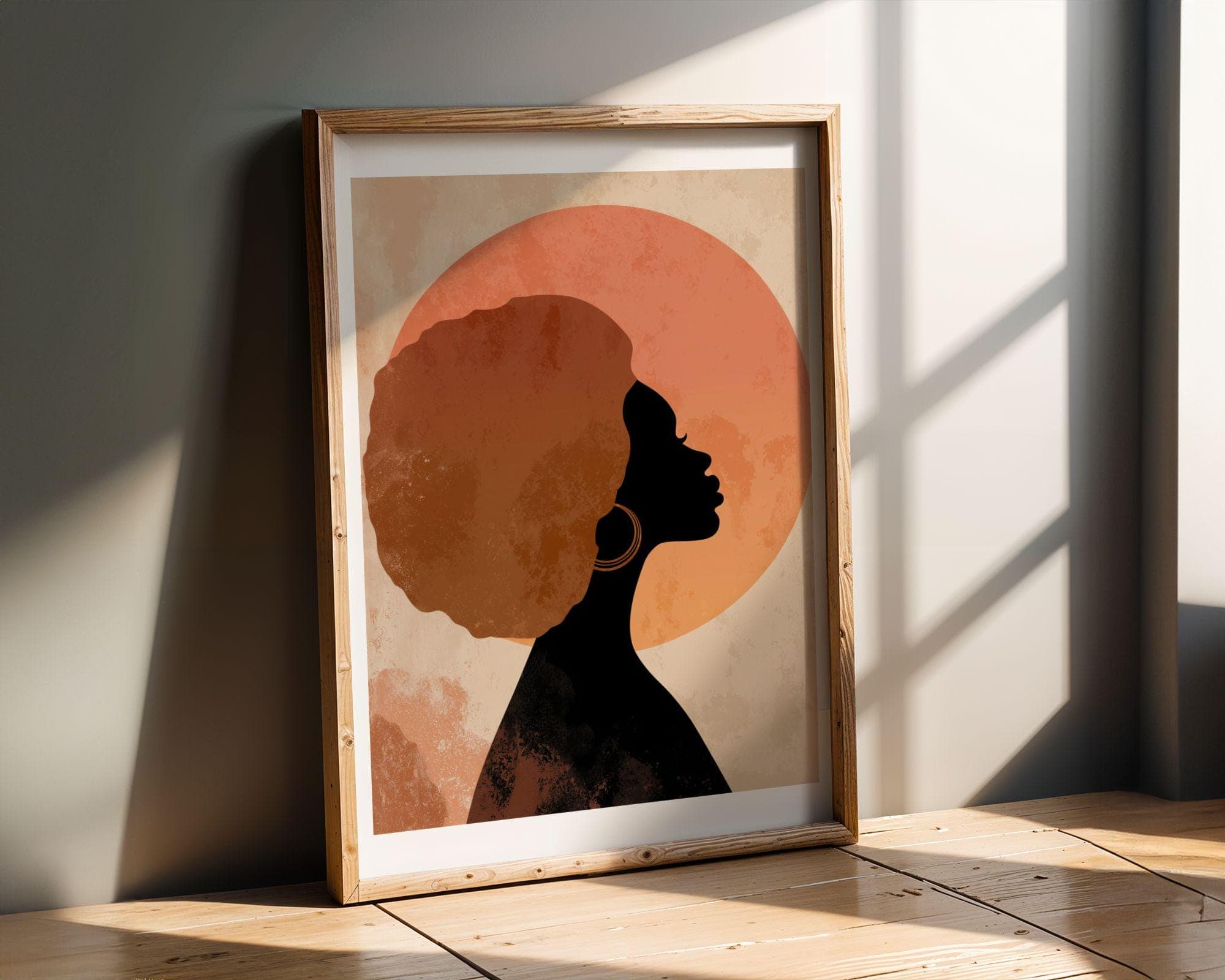 African American Wall Art, Minimalist Portrait Print, Afrocentric Wall Decor, Terracotta Portrait Art, Black Female Silhouette Art - view 6