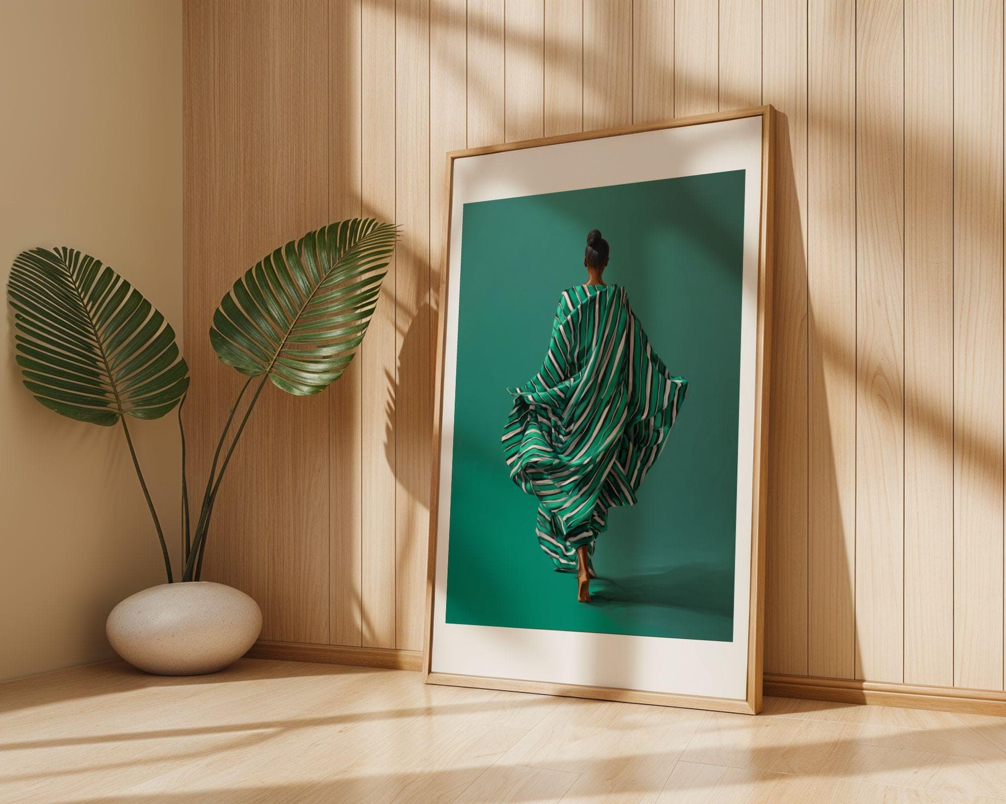 Black Woman Wall Art, Emerald Green Wall Art, African American Wall Art, Modern Green Portrait, Fashion Portrait, Gallery Wall Art, Digital - view 3