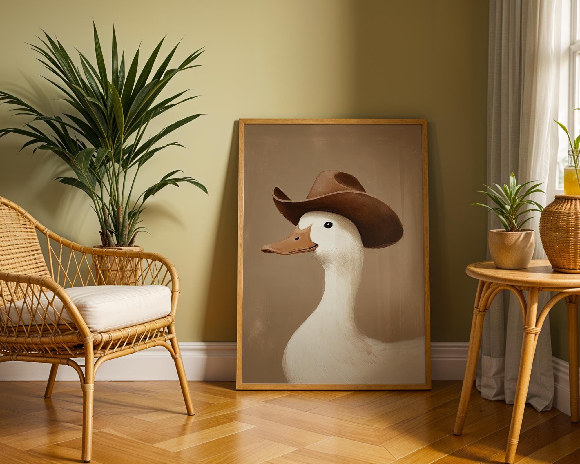 Silly Cowboy Goose Print, Brown Western Nursery Printable Art, Neutral Southeastern Boy Room Animal Wall art, Cowboy hat, Digital Download - view 6