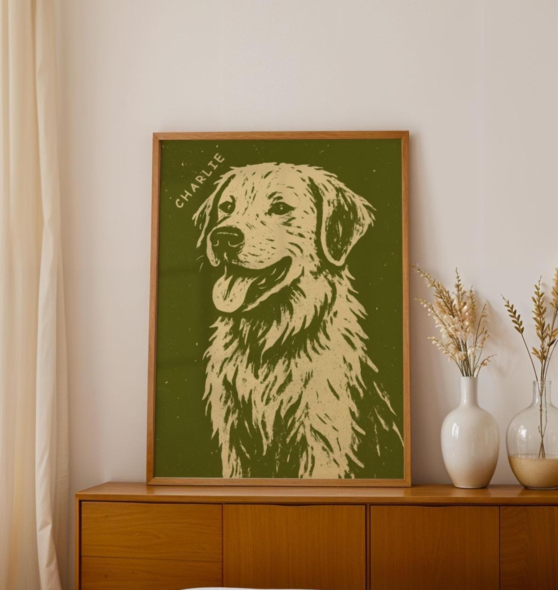 Modern Custom Dog Portrait, Cute Hand Draw Pet Portrait, Colorful Digital Badly Drawn Dog, Trendy Pet Poster for Emotional Dog Mom Gift - view 5