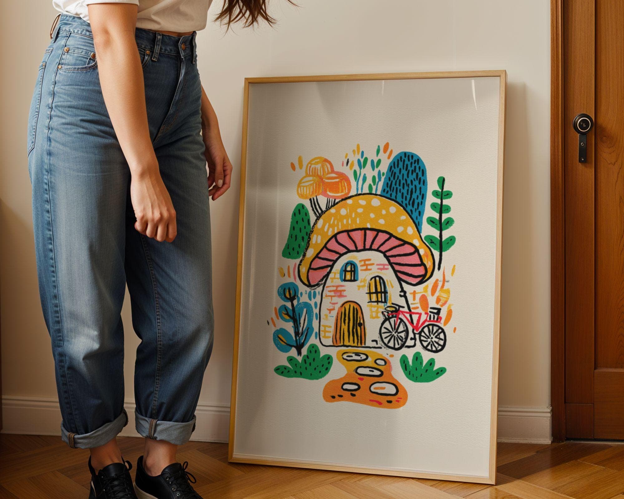 Whimsical Mushroom House Print – Cottagecore Fairy Tale Wall Art (Digital Download) - view 4