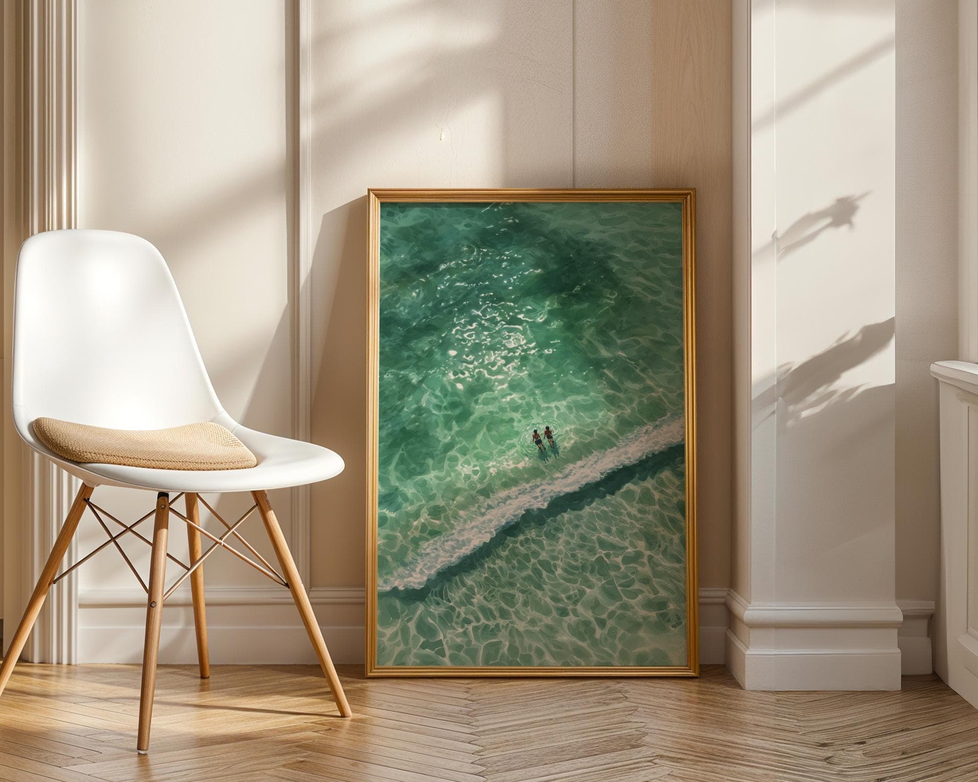 Turquoise Sea Wall Decor, Aerial Beach Poster, Digital Download, Beach House Art Print, Modern Ocean Poster, Tropical Beach Art, Seaside Art - view 3