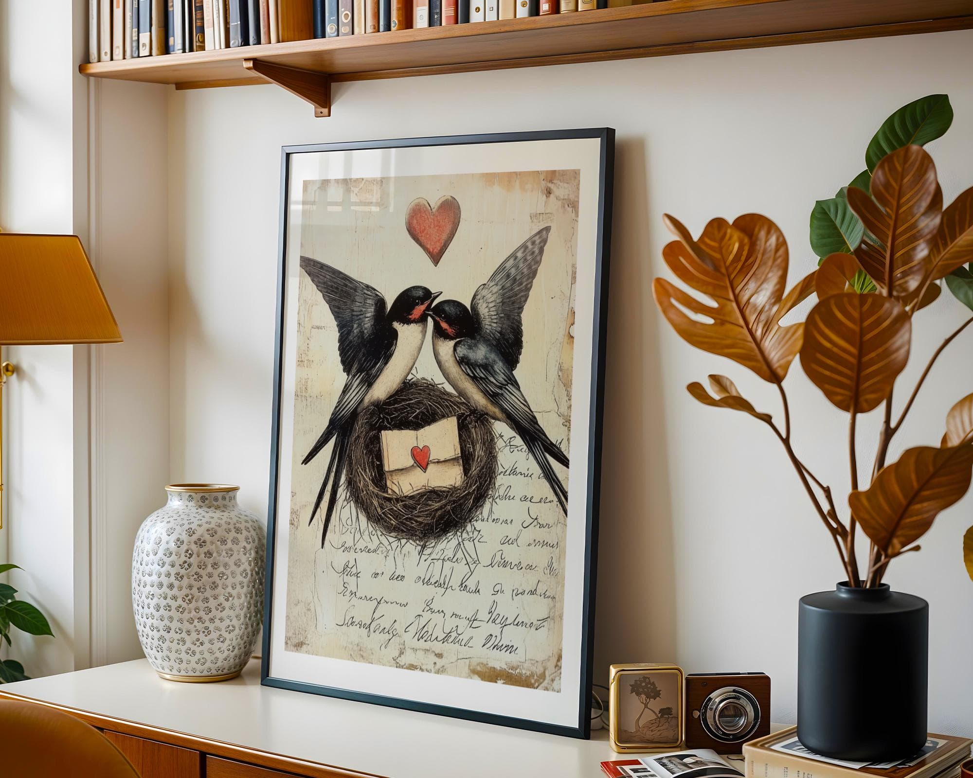 Vintage Swallow Couple Wall Art, Antique Swallow, Vintage Animal Prints, Swallow Wall Decor | Downloadable Art | Swallow bird, Bird Poster - view 3