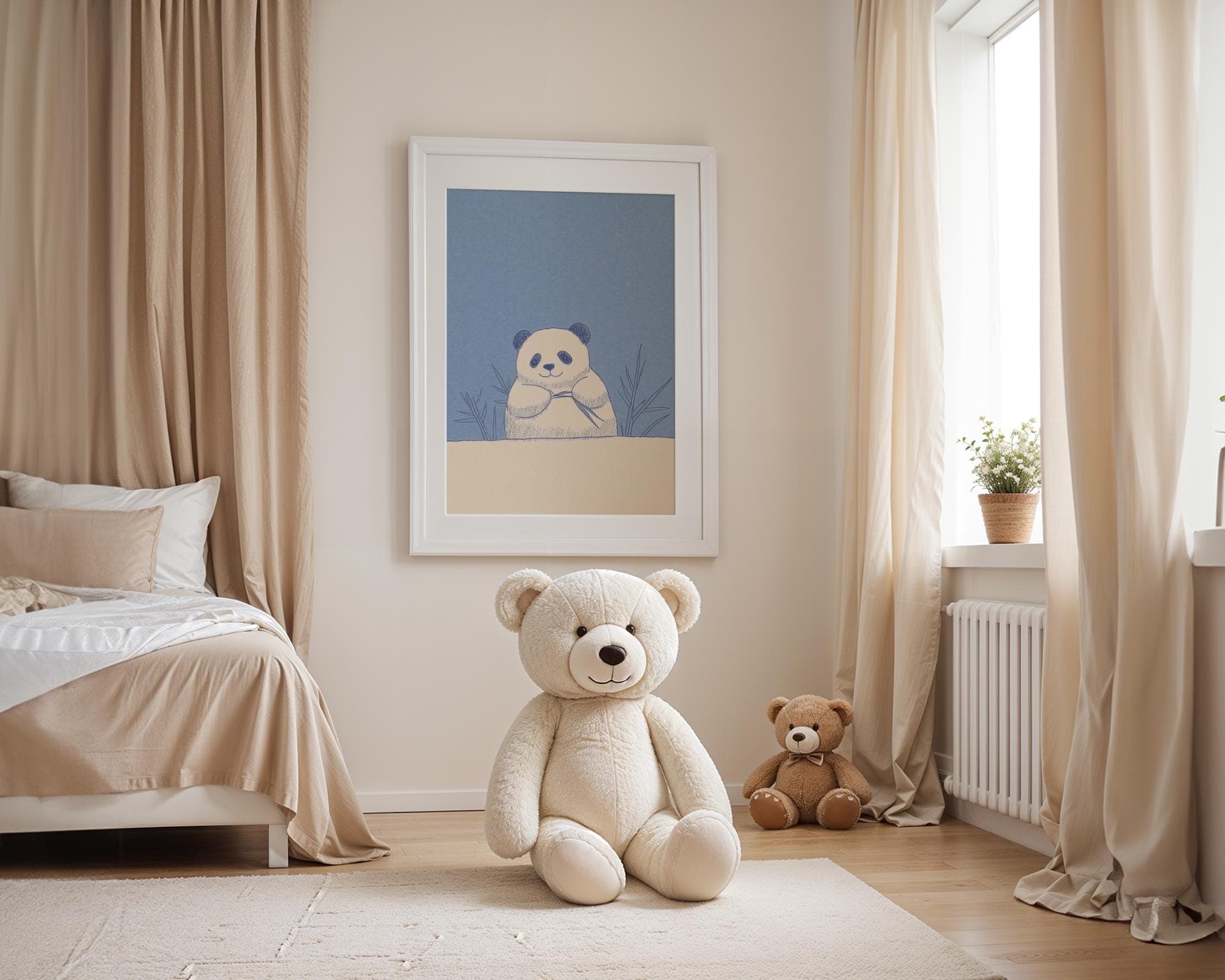Cute Panda Wall Art, Blue Panda Nursery Print, Whimsical Baby Room Decor, Minimalist Nursery Decor, Nursery Animal Print, Kidsroom Decor - view 5