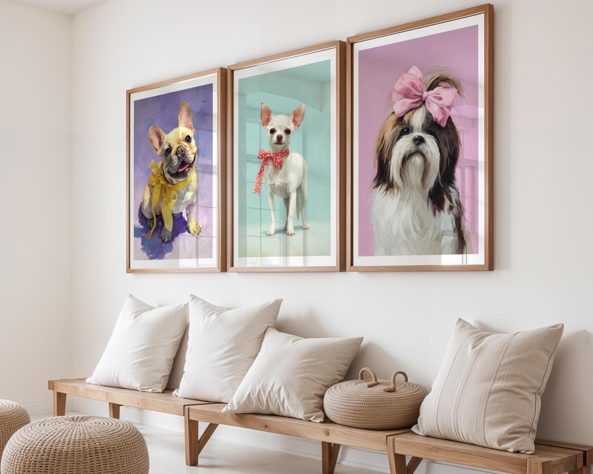 Cute Dog Portrait Wall Art Set of 6, Puppy Gallery Wall Art, Colorful Dog Portrait Gallery Wall, Puppy Nursery Decor, Pet Portrait Art - view 5