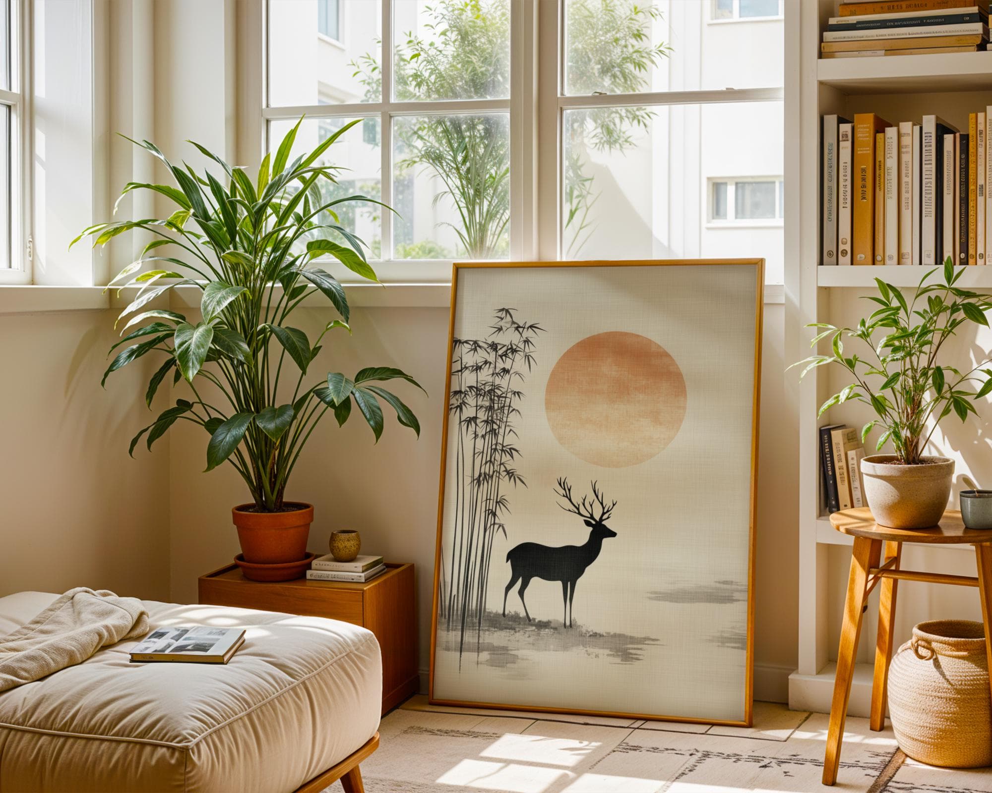 Japandi Deer Wall Art ā Minimalist Bamboo Sunset Print ā Zen Nature Poster, Japanese Wall Art, Wabi Sabi Wall Art, Japanese Poster,Printable - view 4