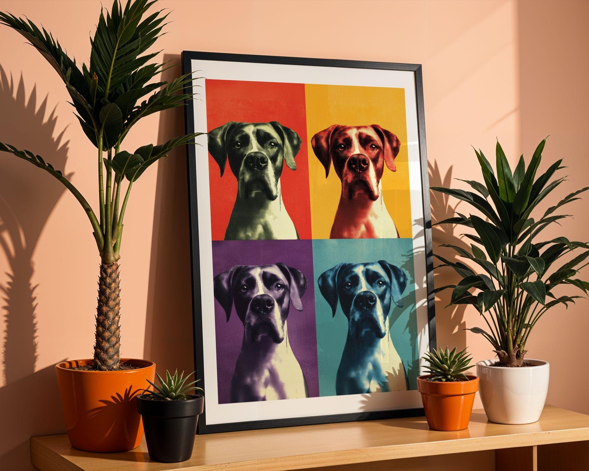 Pop Art Dog Quad | Colorful Modern Wall Art, Colorful Boxer Dog Art, Whimsical Wall Print, Funny Dog Wall Art, Gallery Wall Print - view 8