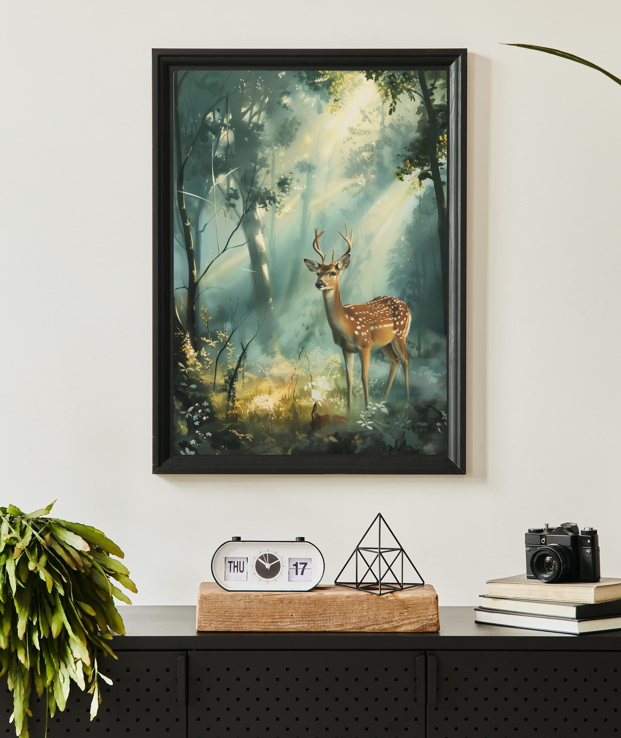 Watercolor Deer Wall Art, Oil Painting, Serene Deer Poster, Nature Oil Painting, Forest and Deer Oil Painting, Woodland Deer Oil Painting - view 3