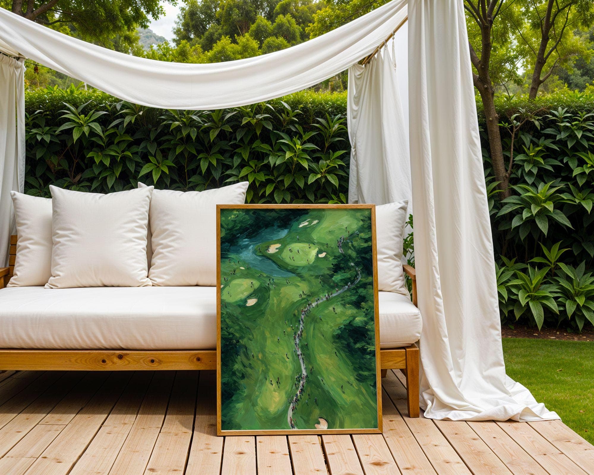 Aerial Golf Painting – Green Field Modern Wall Decor, Emareld Green Art, Sports Field Wall Art, Abstract Nature Wall Art, Golf Lover Gift - view 6