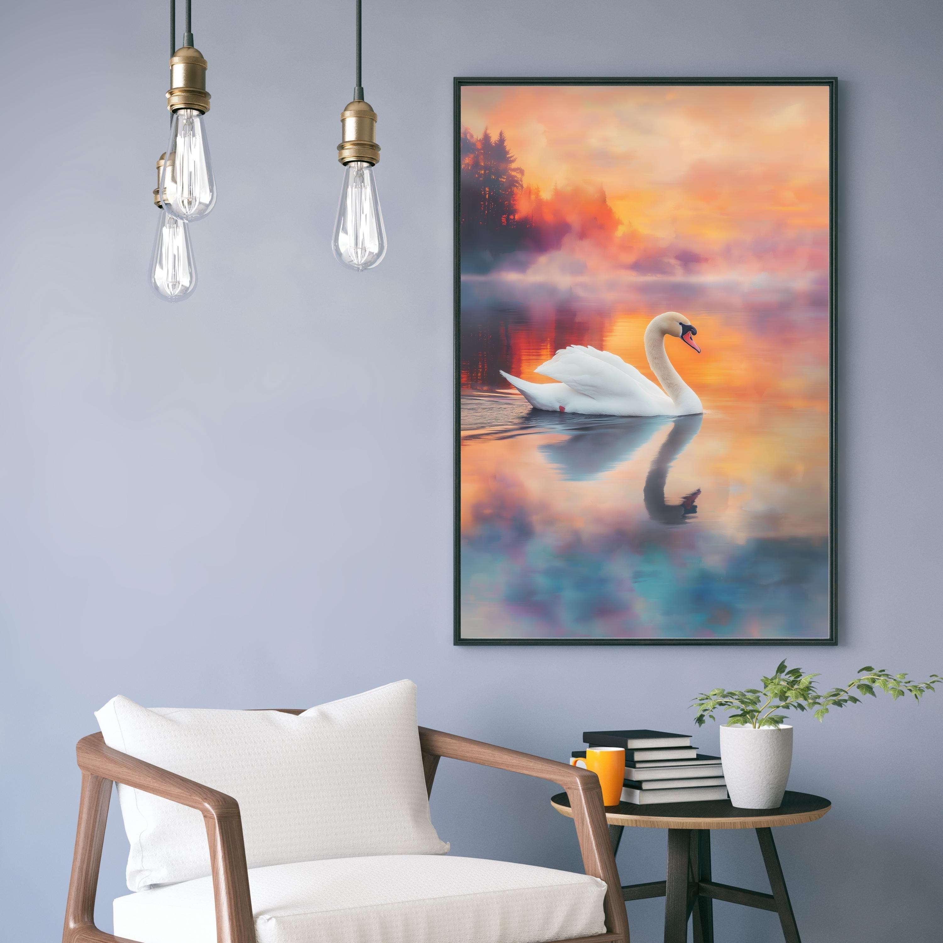 Swan Art Print, Wildlife Art Print, Maximalist Wall Art, Antique Swan Wall Art, Pastel Farmhouse Nursery Painting, White Swan Art Print - view 4