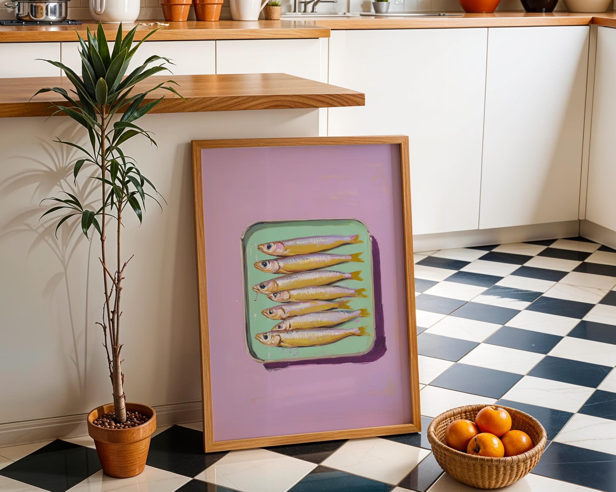 Sardines Print, Kitchen Print, Sardines Tin Wall Art, Dining Room Decor, Retro Food, Vintage Kitchen Decor, Fish Poster, Trendy Seafood Art - view 5