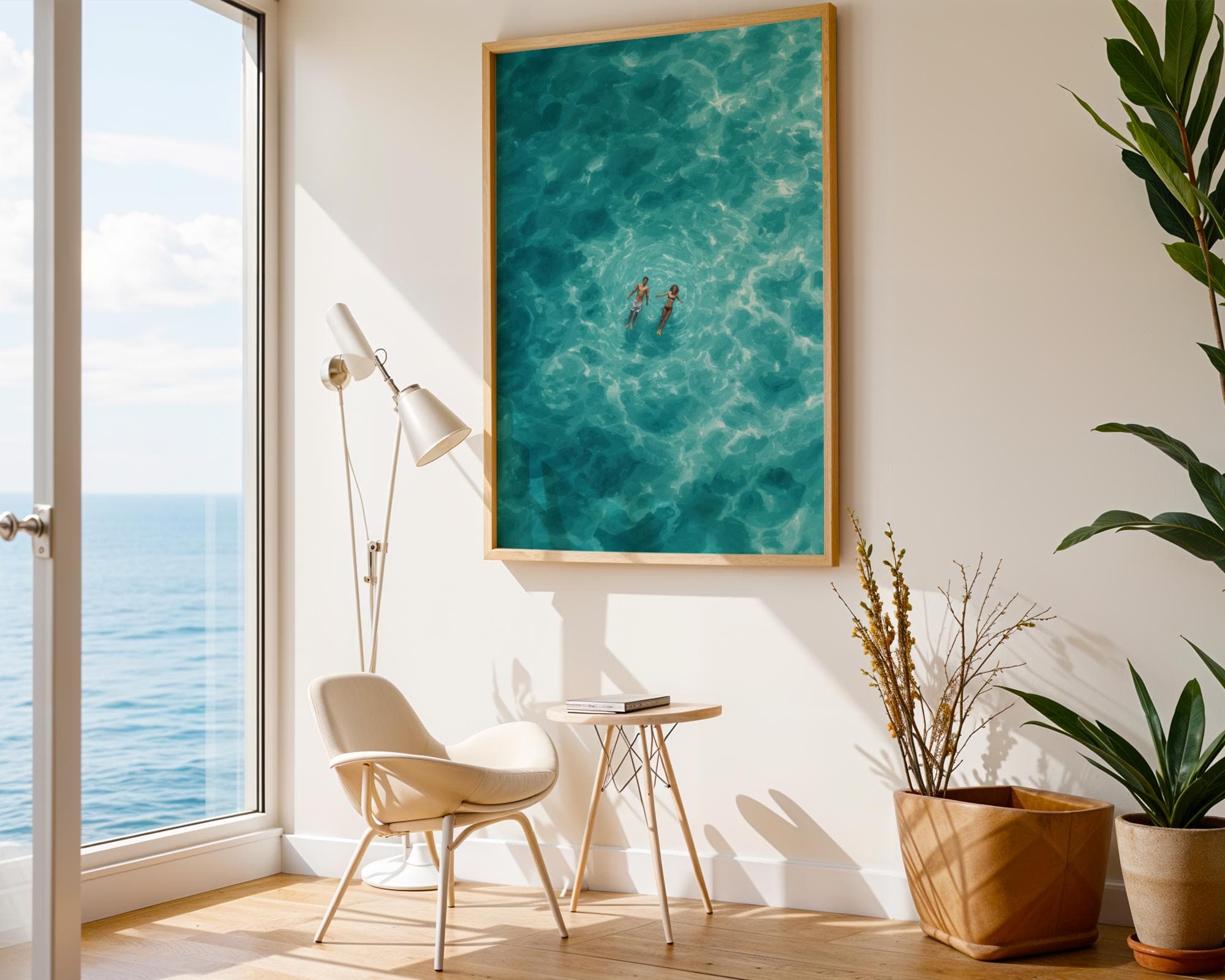 Ocean Couple Wall Art, Tropical Beach Poster, Digital Download, Turquoise Sea Wall Decor, Summer Love Print, Seaside Wall Art Print - view 4