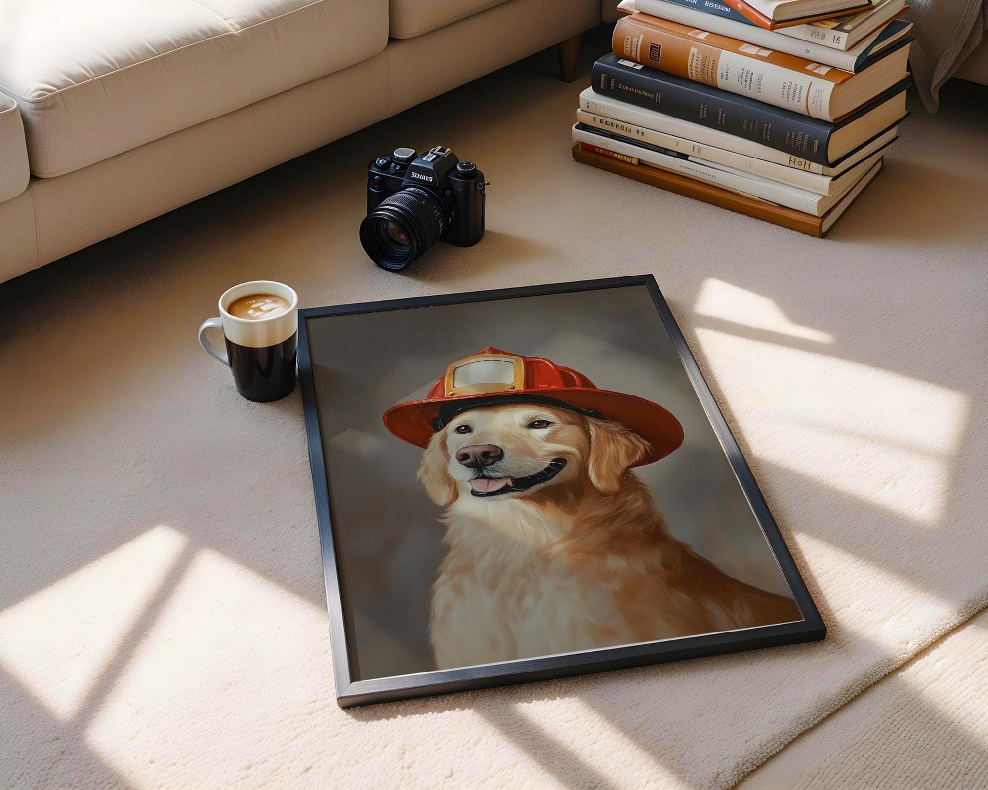 Hero Dog Wall Poster, Artful Dog Gift, Golden Retriever Print, Rustic Brown Background Decor, Printable Golden Retriever, Cute Dog Print - view 6