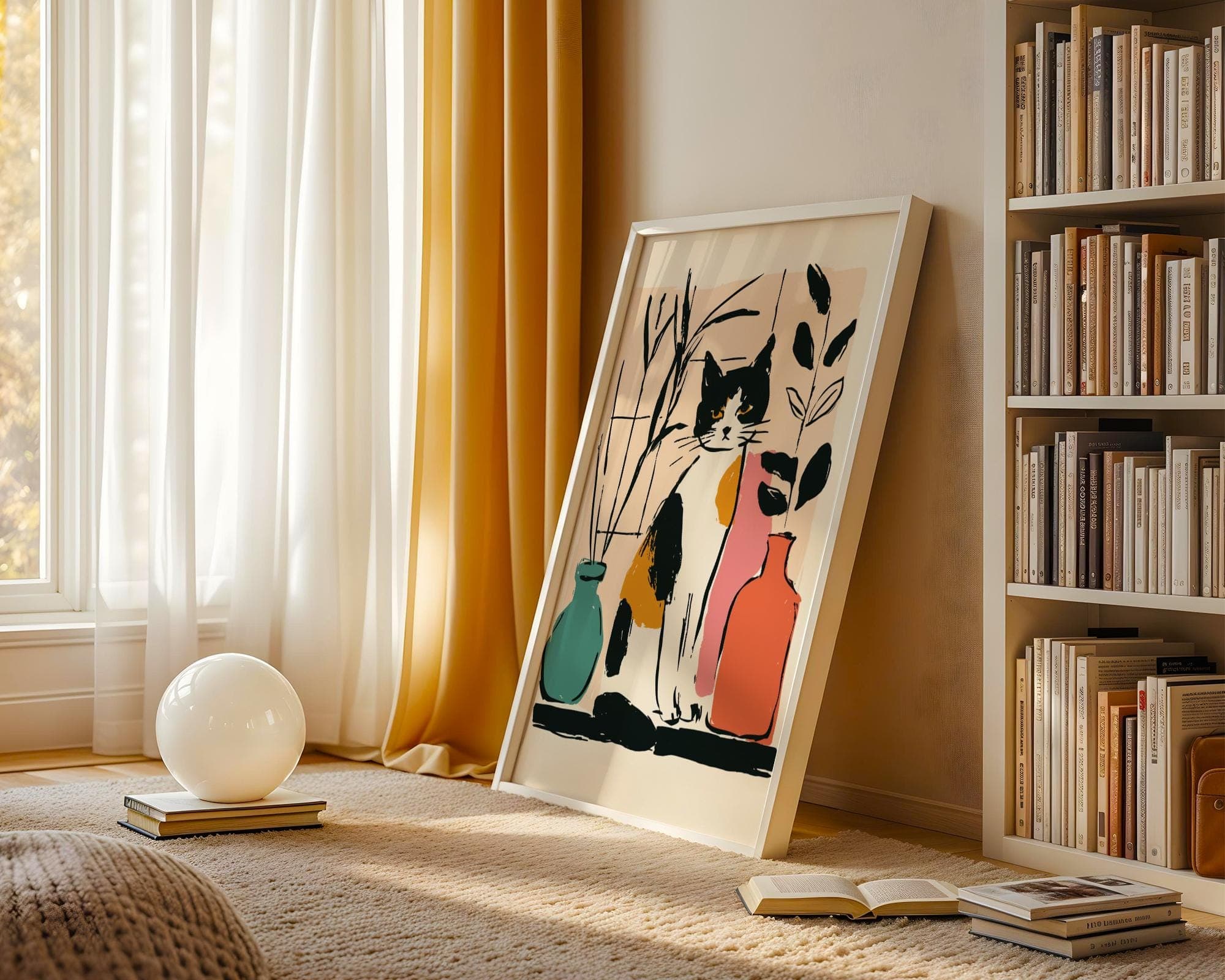 Calico Cat Art Print, Abstract Feline Illustration (Digital Download) - view 4