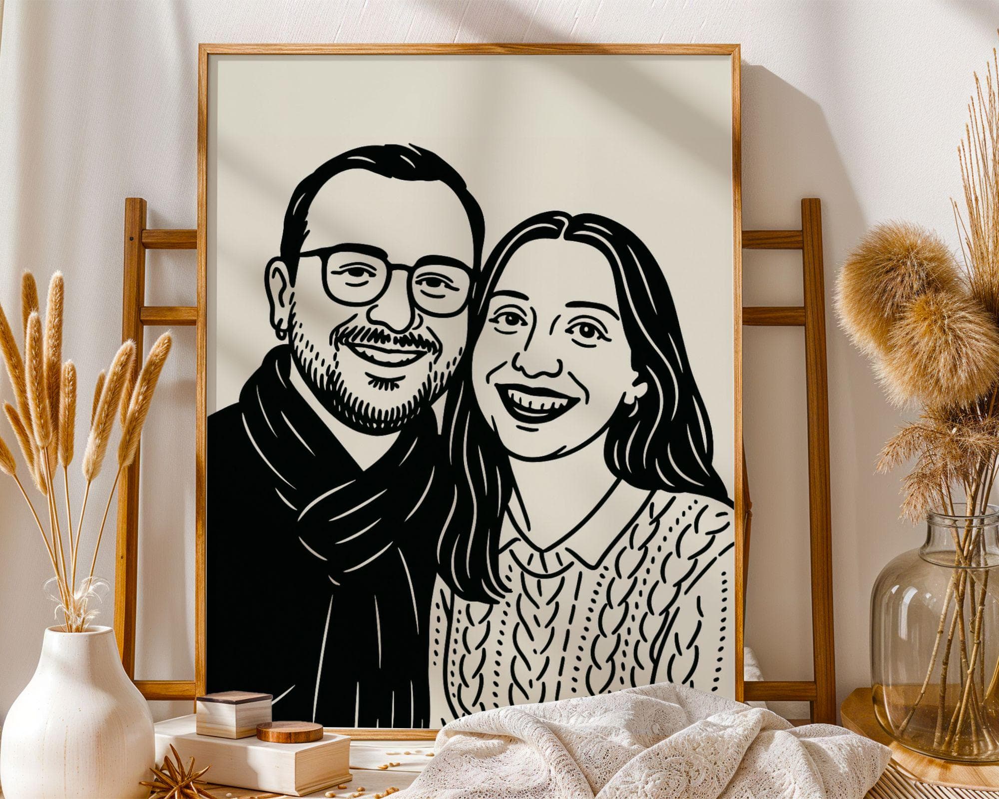 Digital Custom Family Portrait, Line Art Drawing, Cartoon Minimalist, Cute Pet Gift, Badly Drawn Pet Lover Gift, Gift For Family, Digital - view 4