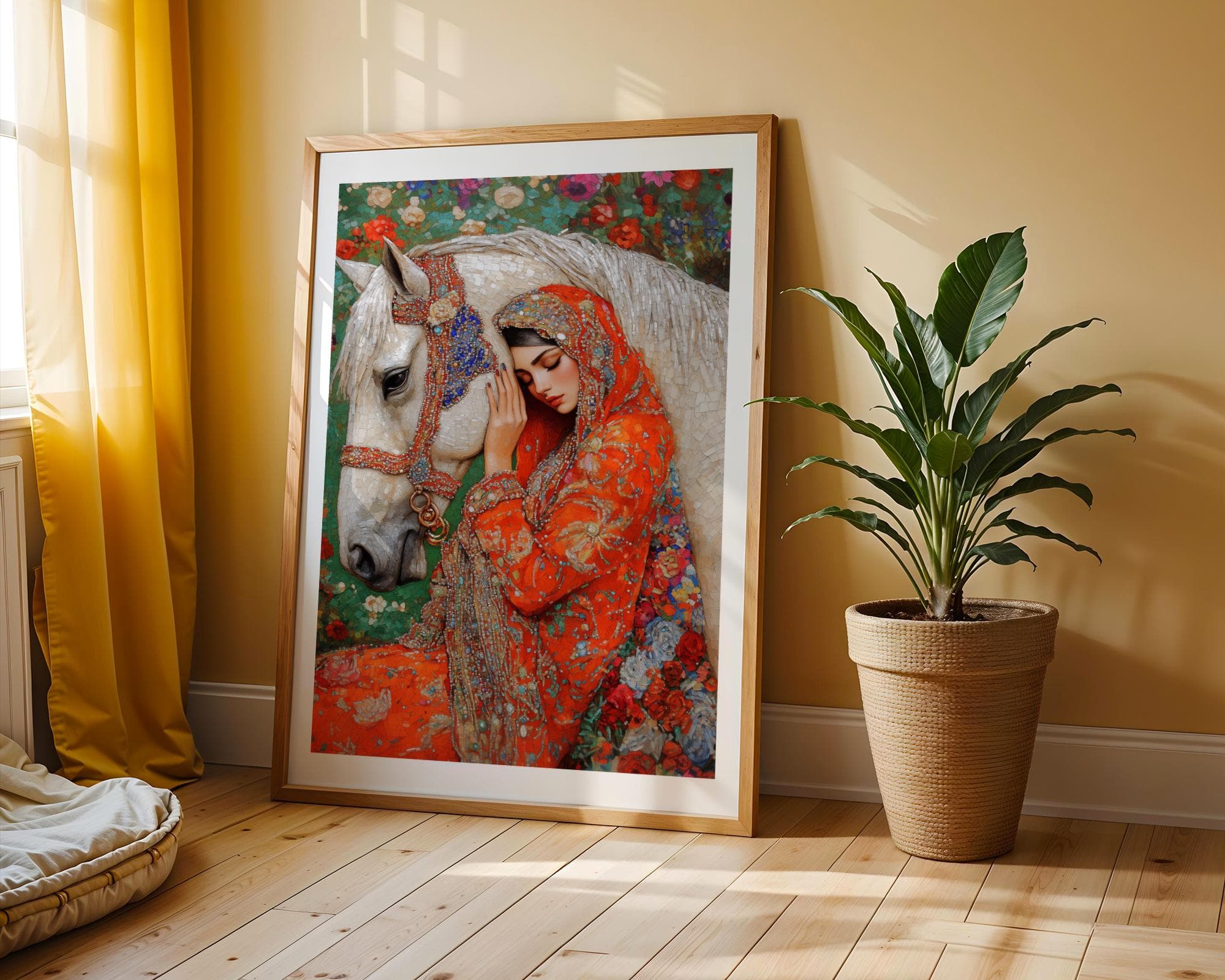 Colorful Mosaic Horse and Woman Art, Mosaic Style Wall Art, Romantic Mosaic Art, Bohemian Wall Decor, Digital Mosaic Print, Mosaic Art - view 6