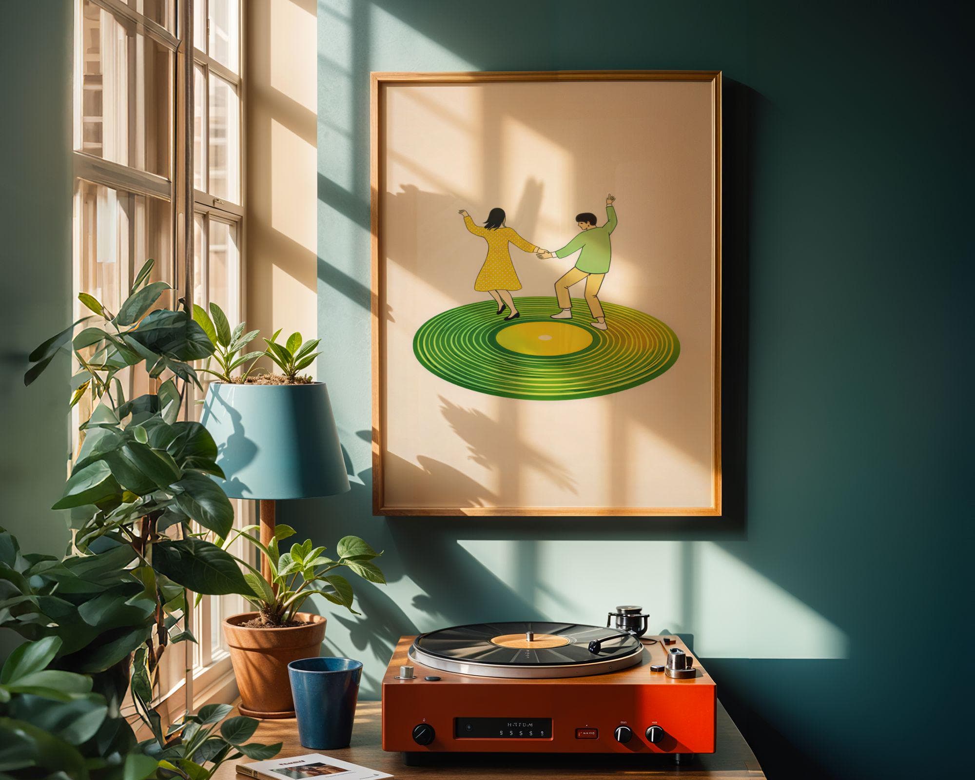 Dancing Couple Vinyl Record Wall Art, Retro Music Room Decor, Romantic Dance Print, Vintage Record Poster, Vinyl Record Poster, Music Decor - view 4